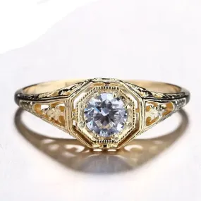 10k Yellow Gold Vintage / Unique Moissanite Ring 0.4ct