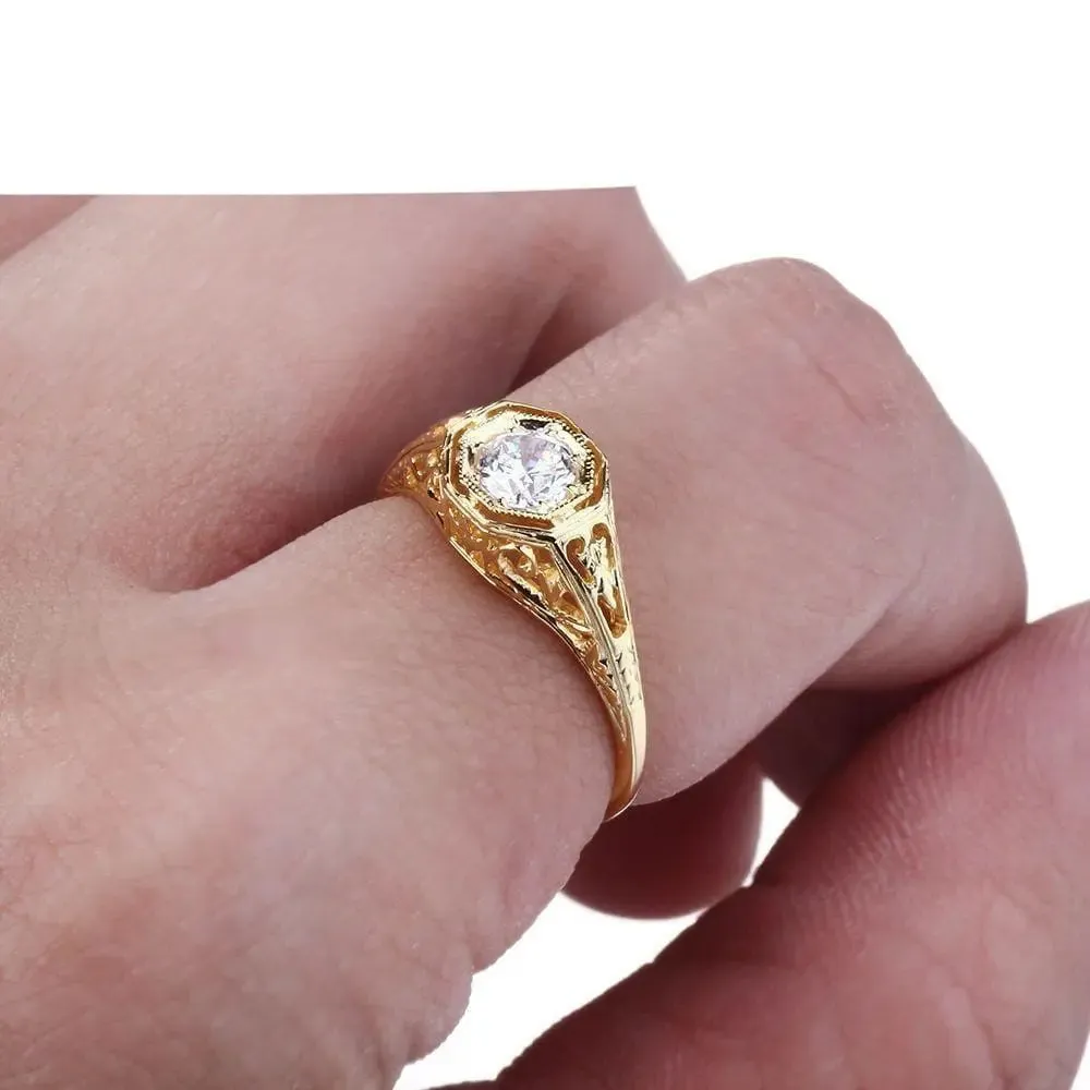 10k Yellow Gold Vintage / Unique Moissanite Ring 0.4ct