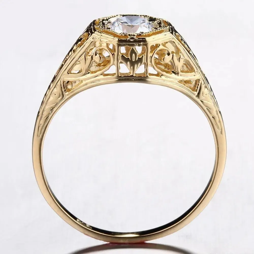 10k Yellow Gold Vintage / Unique Moissanite Ring 0.4ct