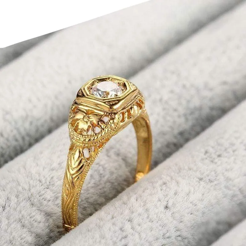 10k Yellow Gold Vintage Moissanite Ring 0.3ct