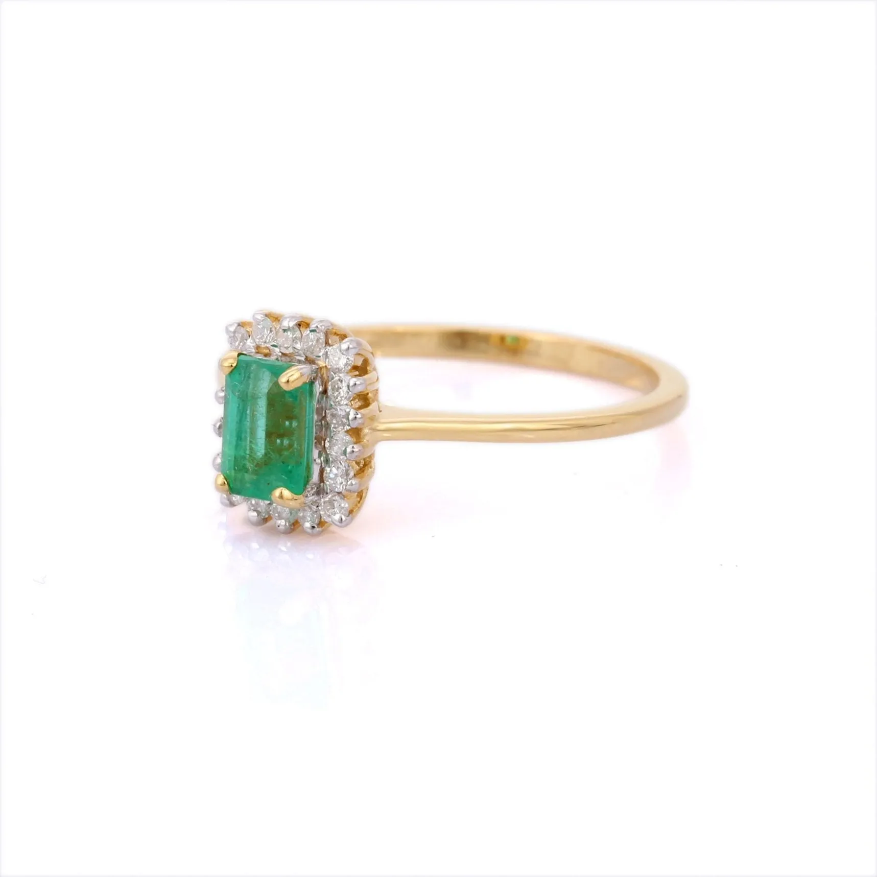 14K Gold Emerald Diamond Ring