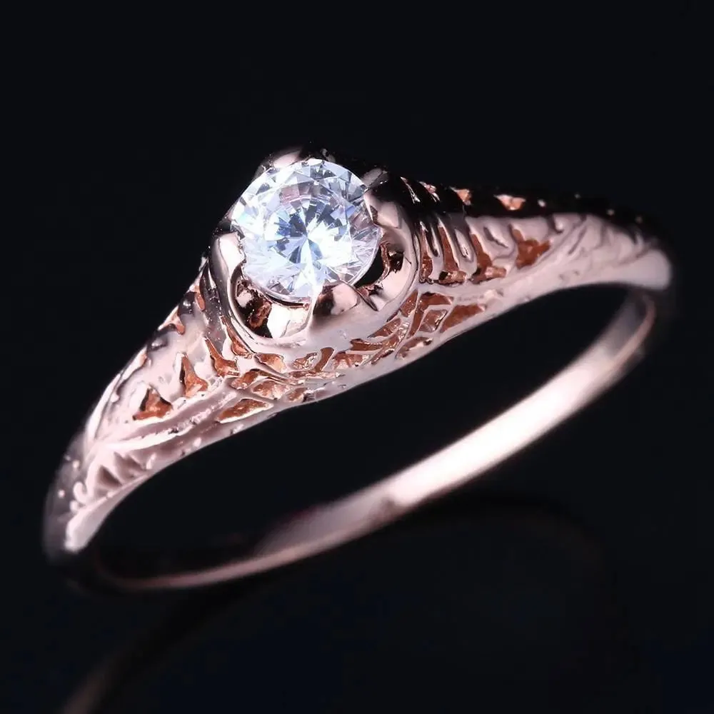 14k Rose Gold Vintage / Unique Moissanite Ring 0.3ct