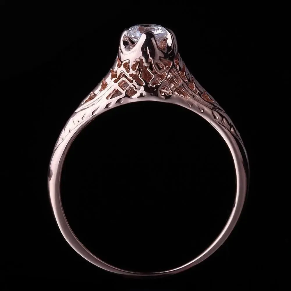 14k Rose Gold Vintage / Unique Moissanite Ring 0.3ct