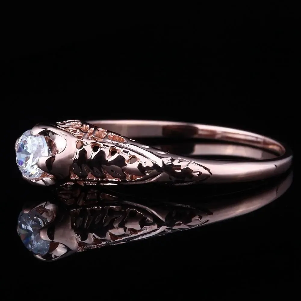 14k Rose Gold Vintage / Unique Moissanite Ring 0.3ct