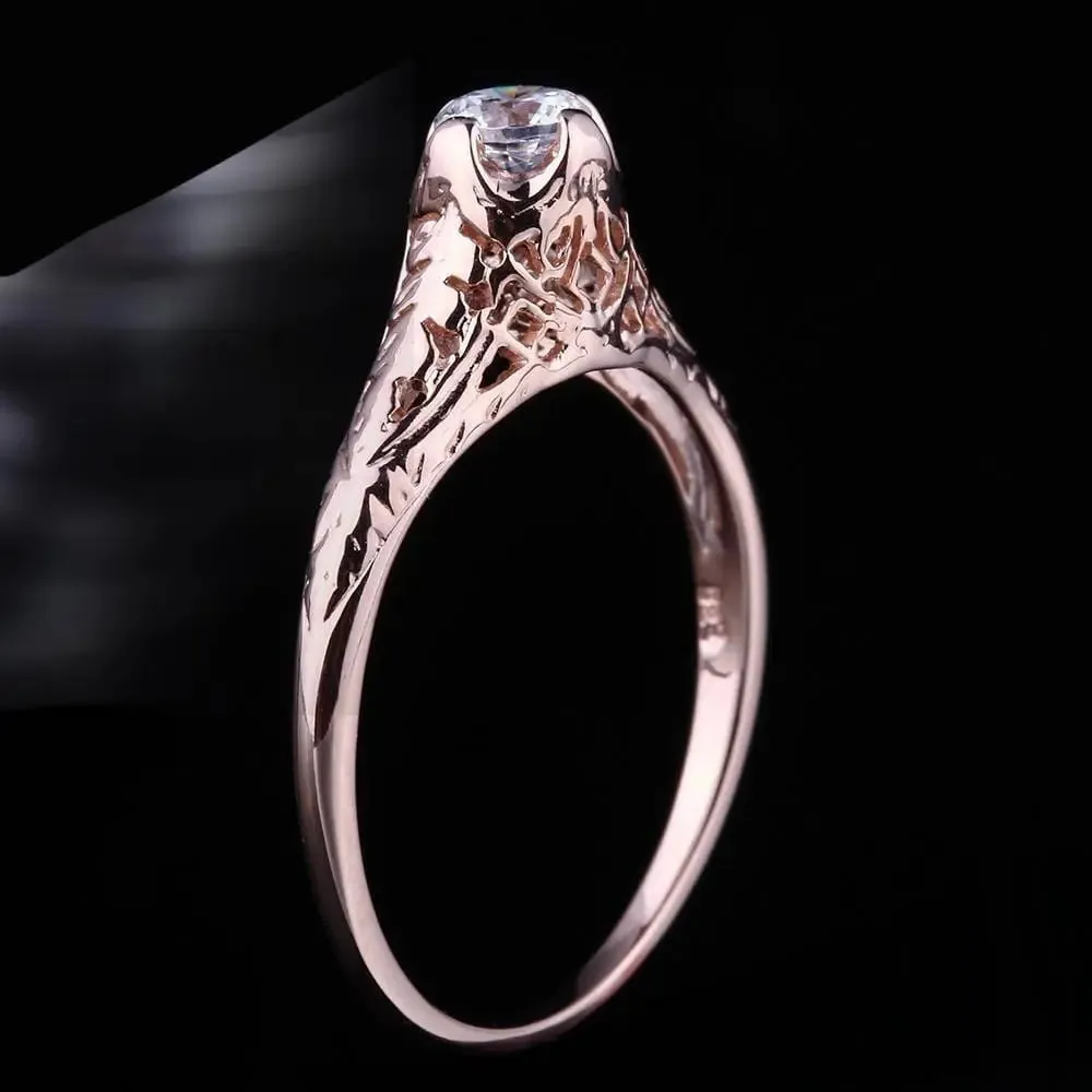 14k Rose Gold Vintage / Unique Moissanite Ring 0.3ct