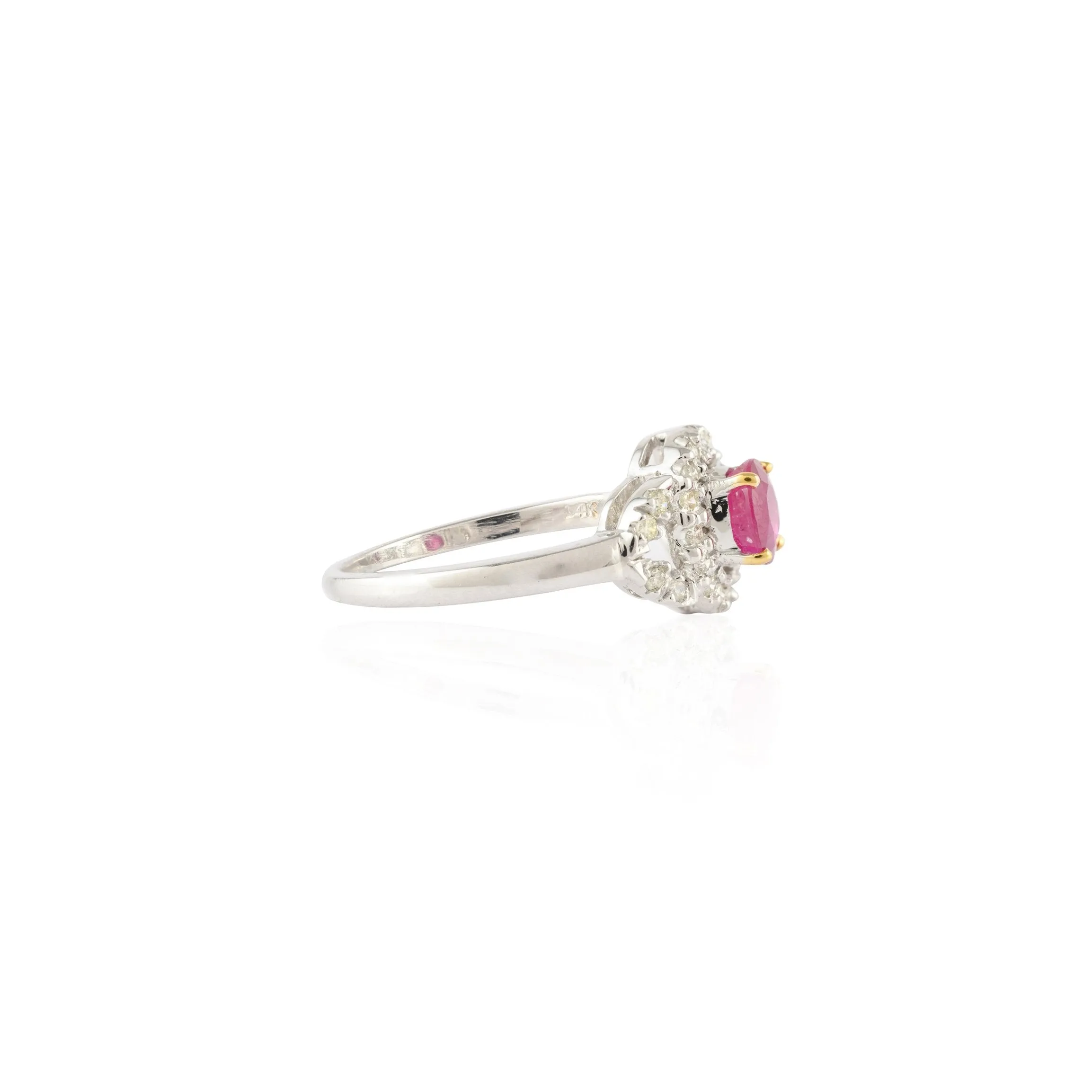 14K White Gold Ruby And Diamond Statement Ring