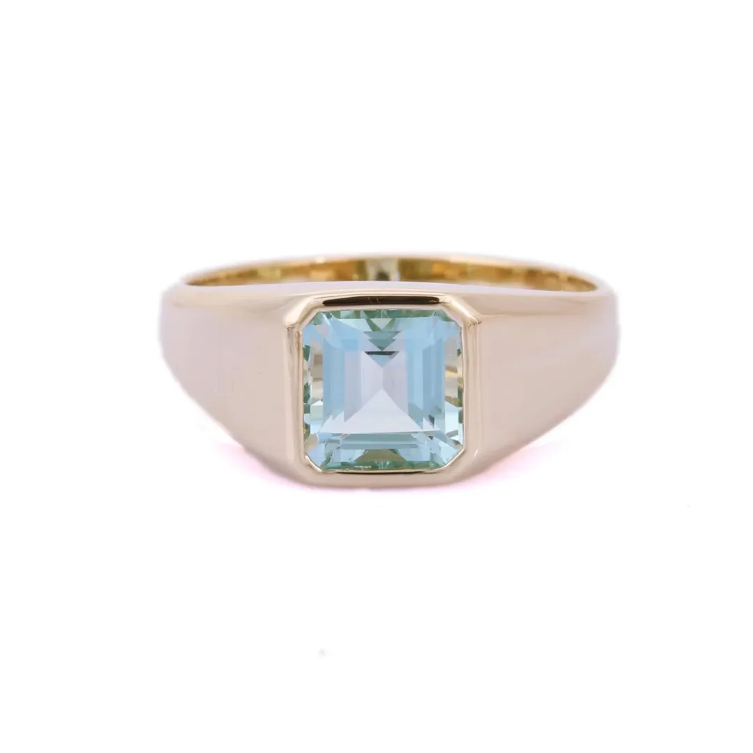 14K Yellow Gold Aquamarine Ring