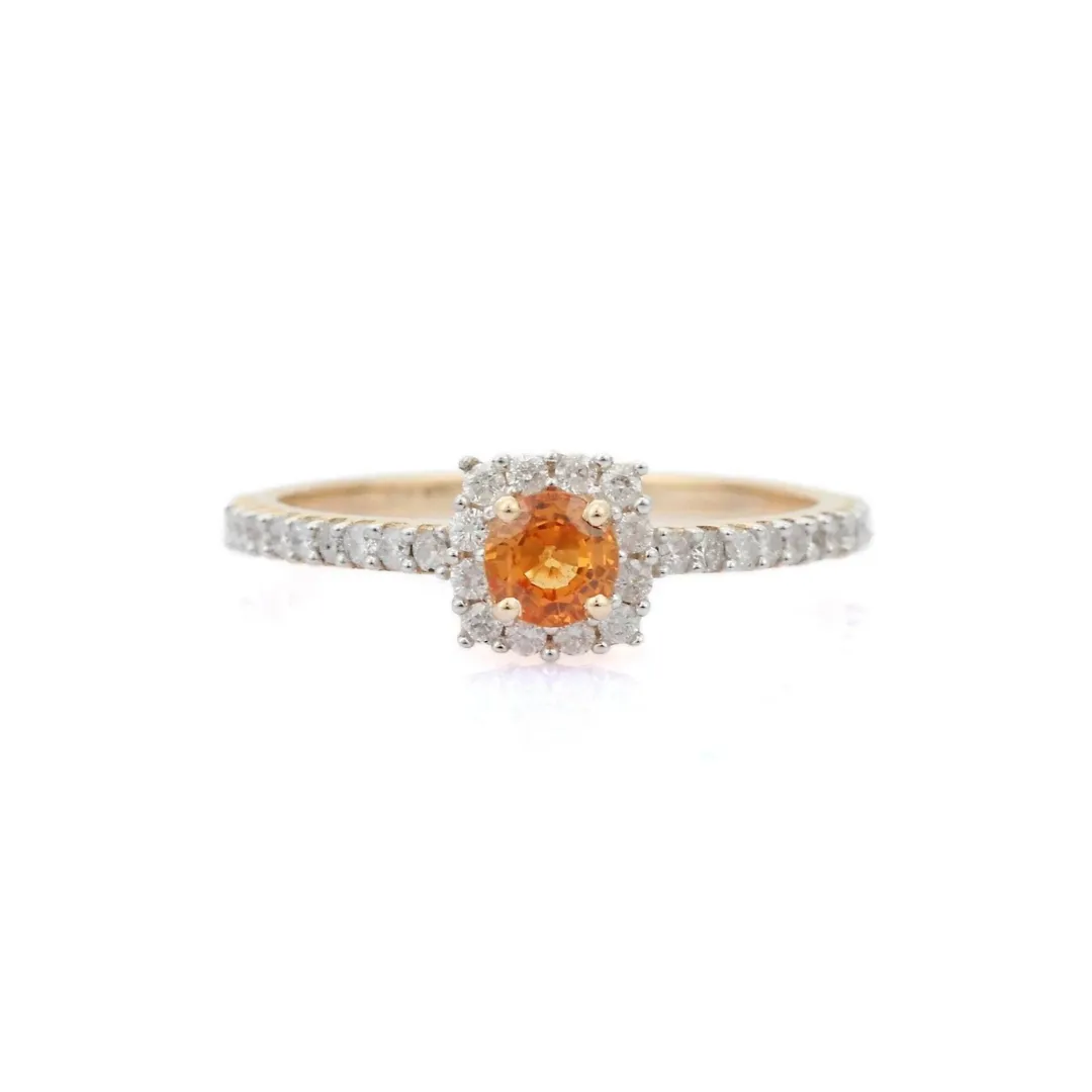 14K Yellow Gold Citrine & Diamond Ring