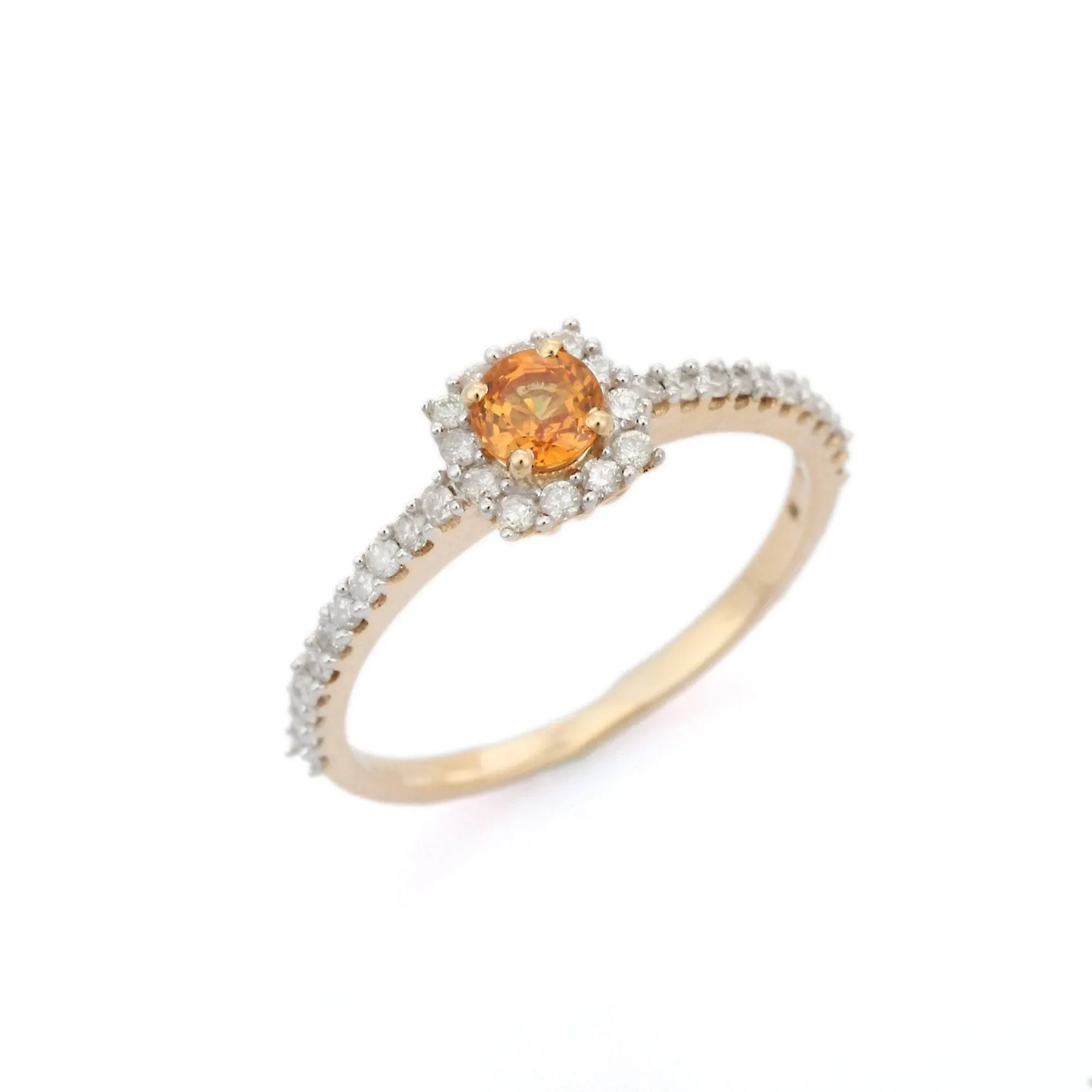 14K Yellow Gold Citrine & Diamond Ring