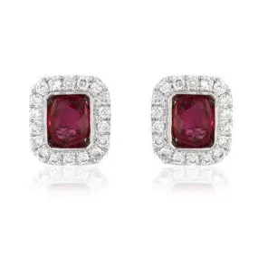 18ct White Gold with Diamonds and Ruby Earrings - MM8F41W-18DR