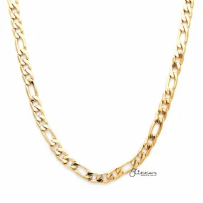 18K Gold I.P Stainless Steel Figaro Chain Men's Necklaces - 6mm width | 61cm length