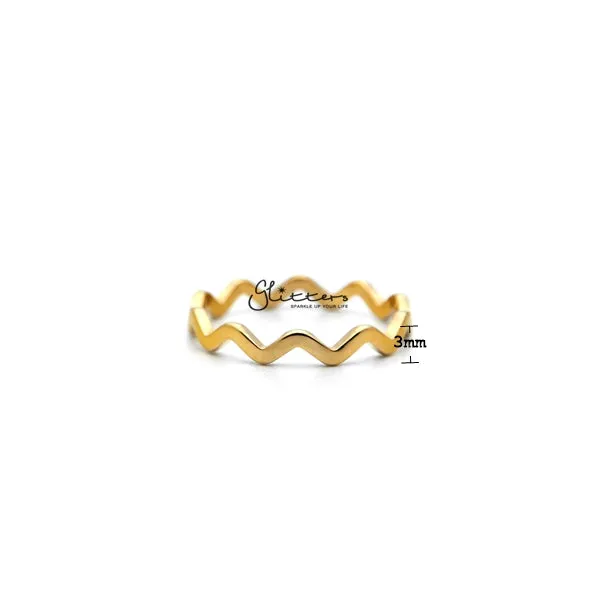 18K Gold Plated over Stainless Steel Wavy Women's Rings