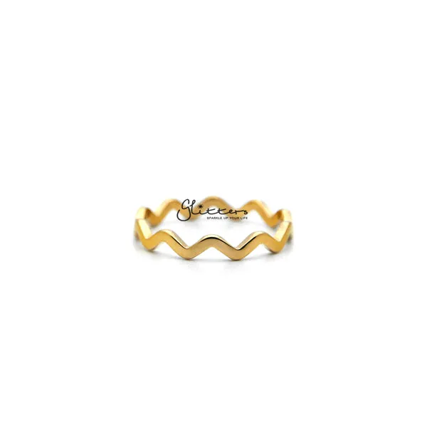 18K Gold Plated over Stainless Steel Wavy Women's Rings