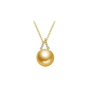 18K Solid Gold South Sea Golden Pearl Necklace KN00193