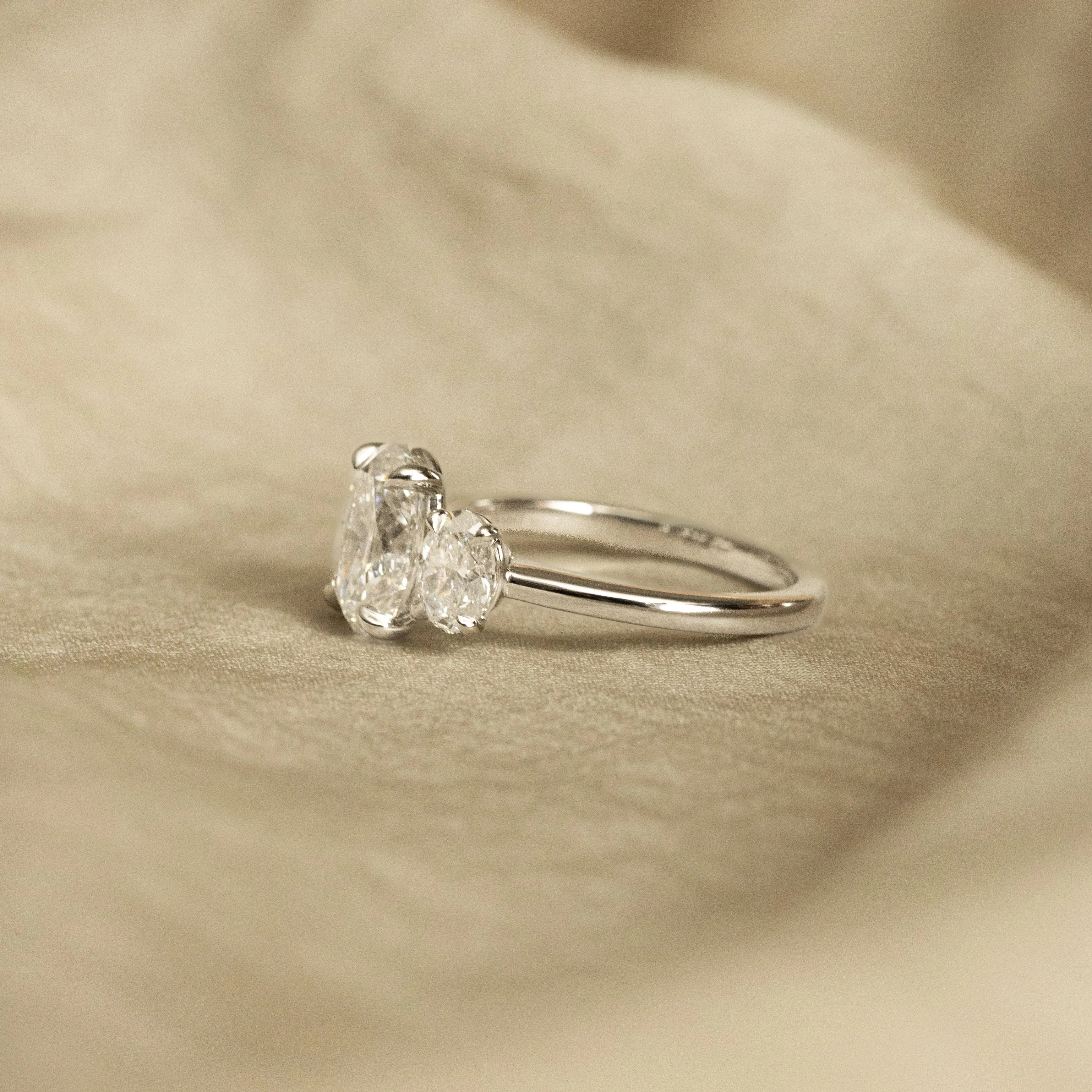 2 Carat Oval Diamond Three Stone Engagement Ring