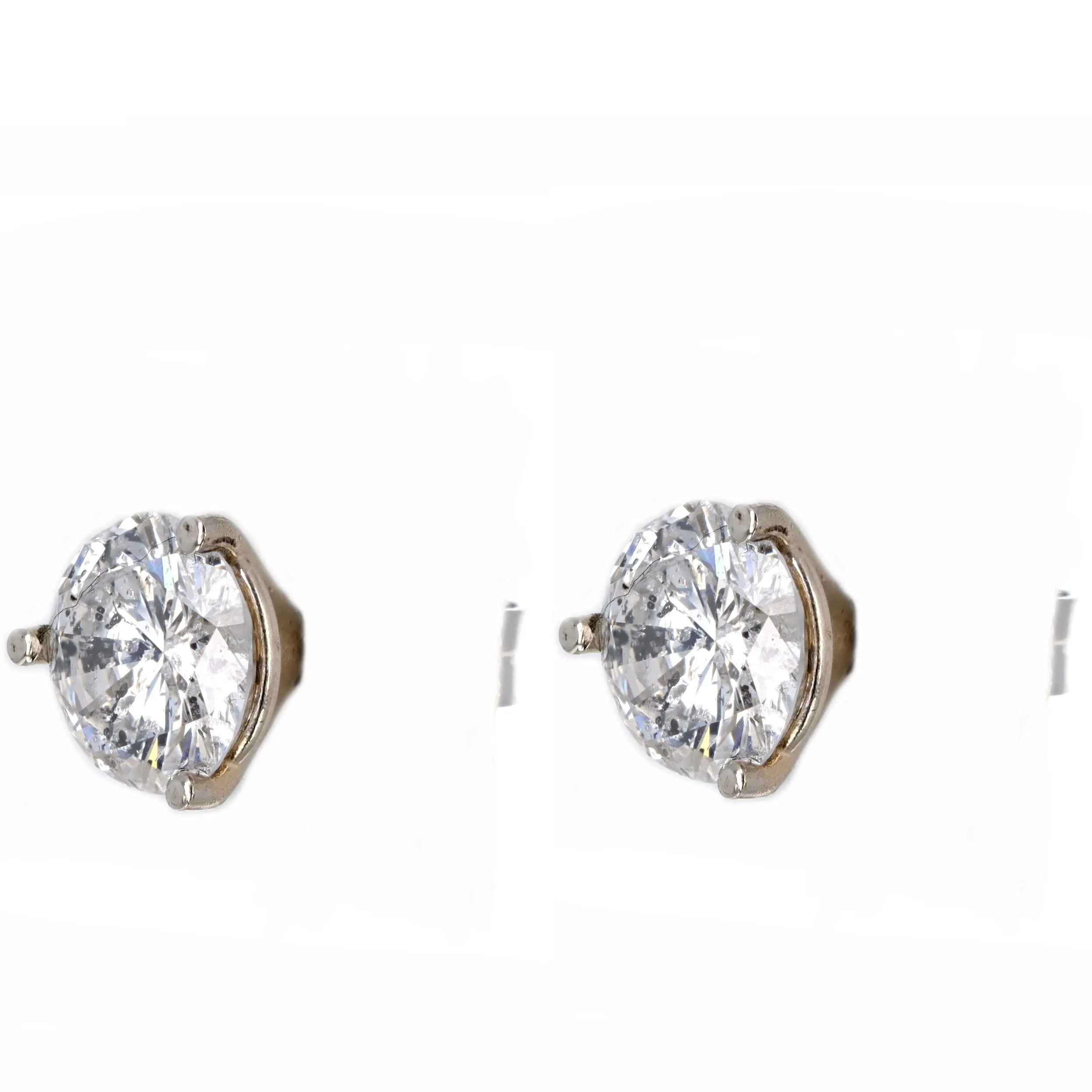 3.68 Carat Total Weight Round Brilliant Diamond Martini Stud Earrings