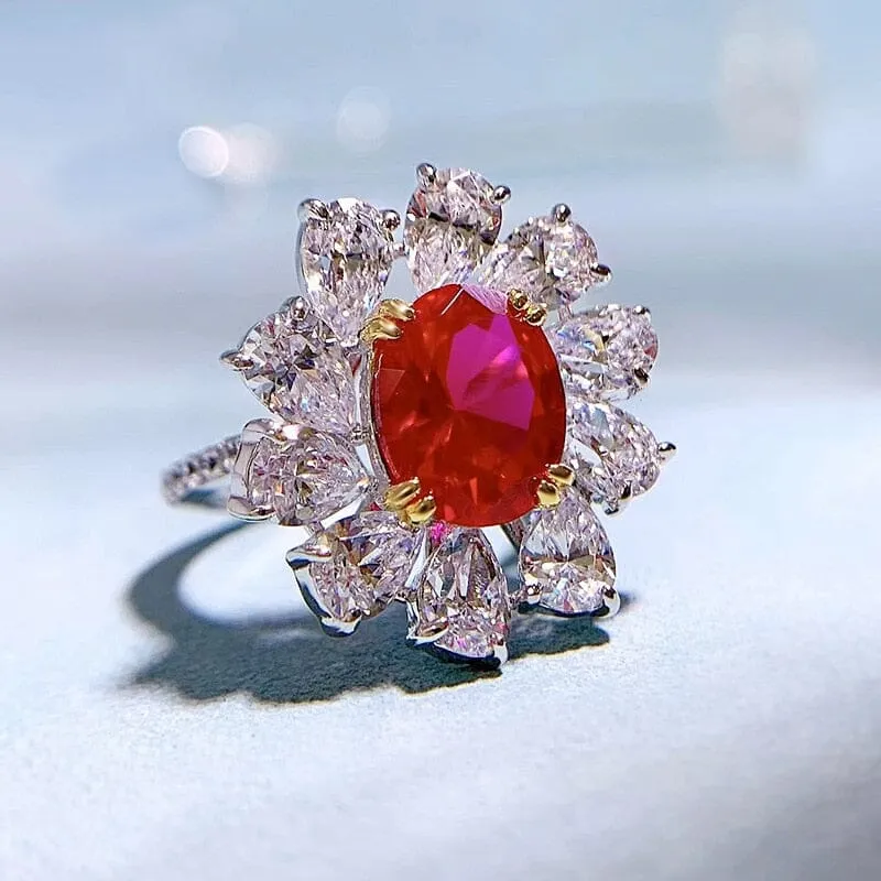 8*10mm Oval Ruby 925 Sterling Silver Ring