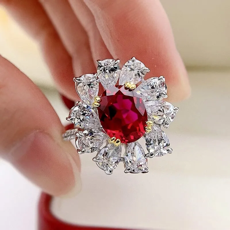 8*10mm Oval Ruby 925 Sterling Silver Ring