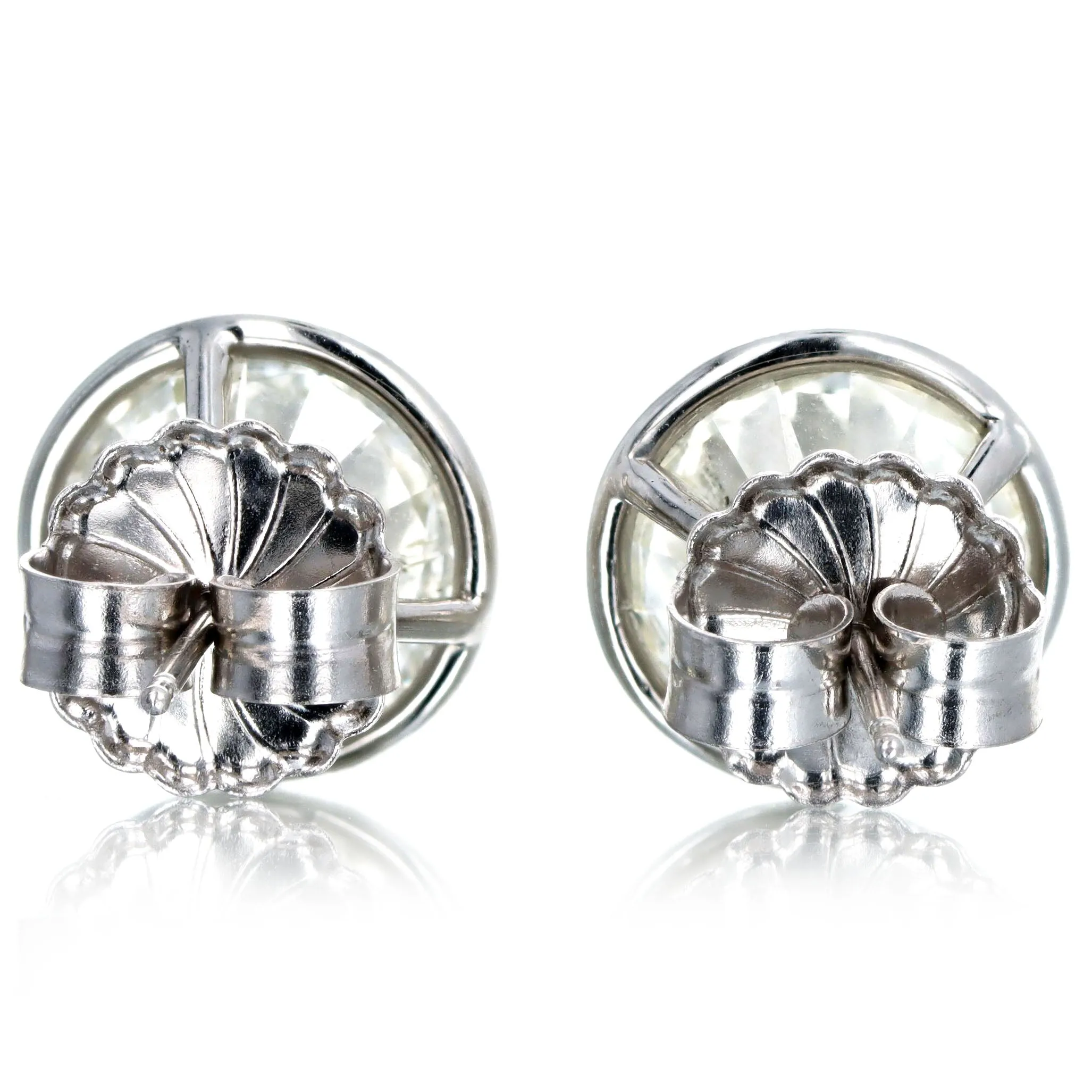 8.11 Carat Total Weight Round Brilliant Diamond Bezel Martini Stud Earrings in Platinum