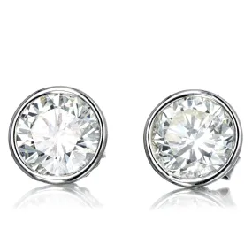 8.11 Carat Total Weight Round Brilliant Diamond Bezel Martini Stud Earrings in Platinum