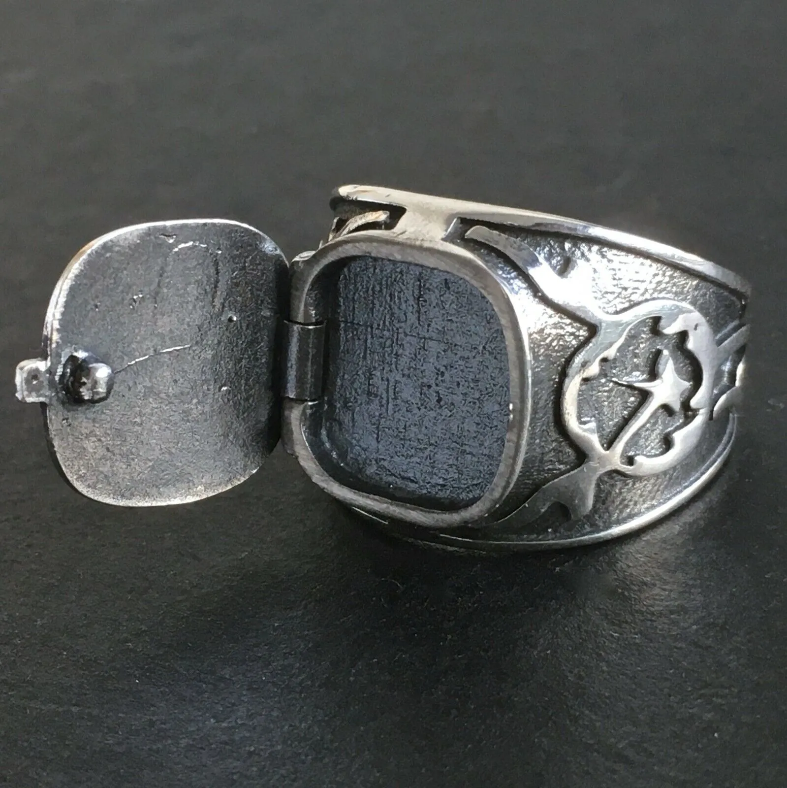 925 Sterling Silver Poison Box Ring Turkish Artisan Jewelry