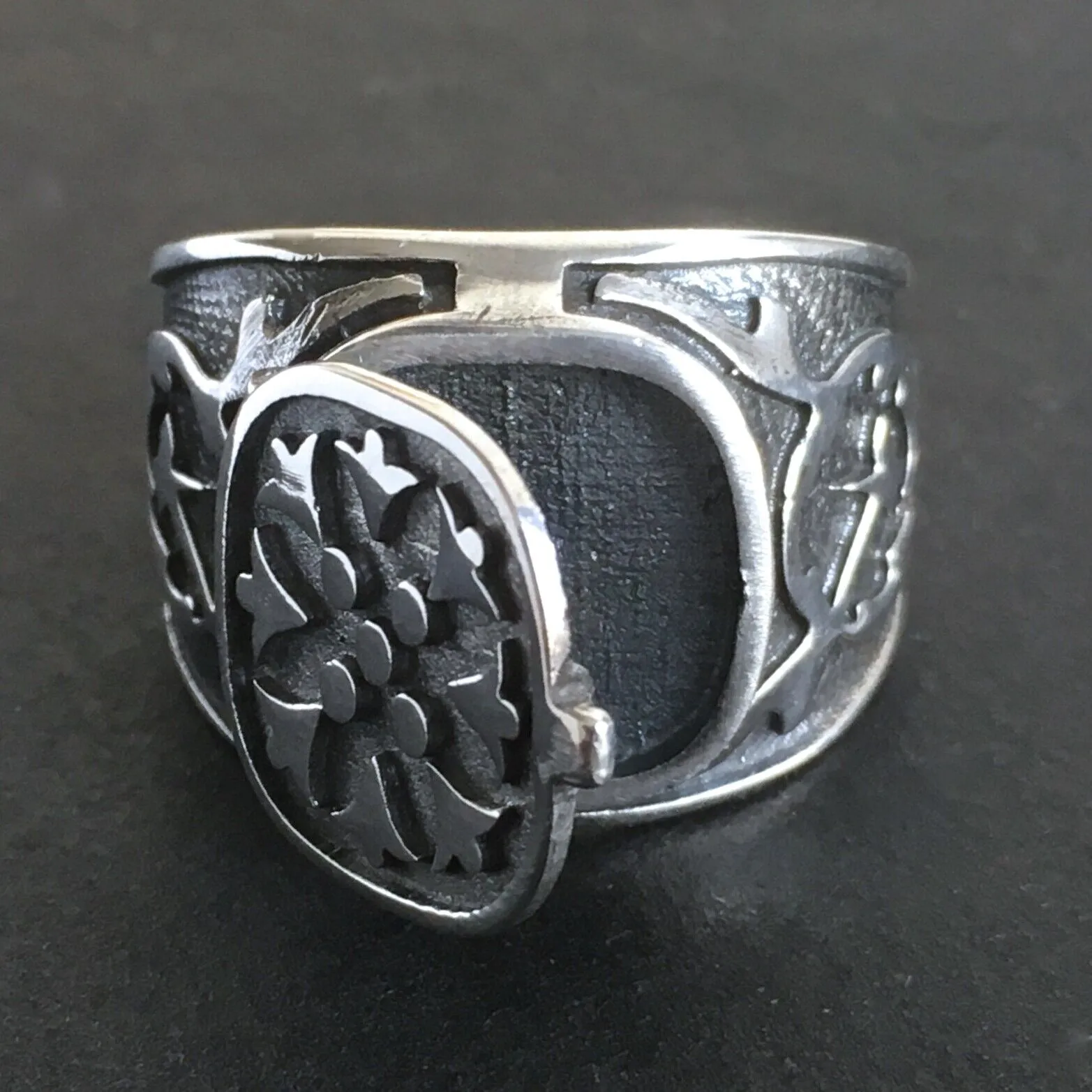 925 Sterling Silver Poison Box Ring Turkish Artisan Jewelry