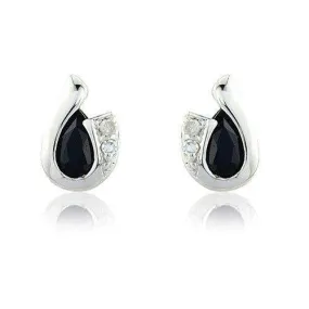 9ct White Gold Sapphire Earrings - MMCH038-7WDSA