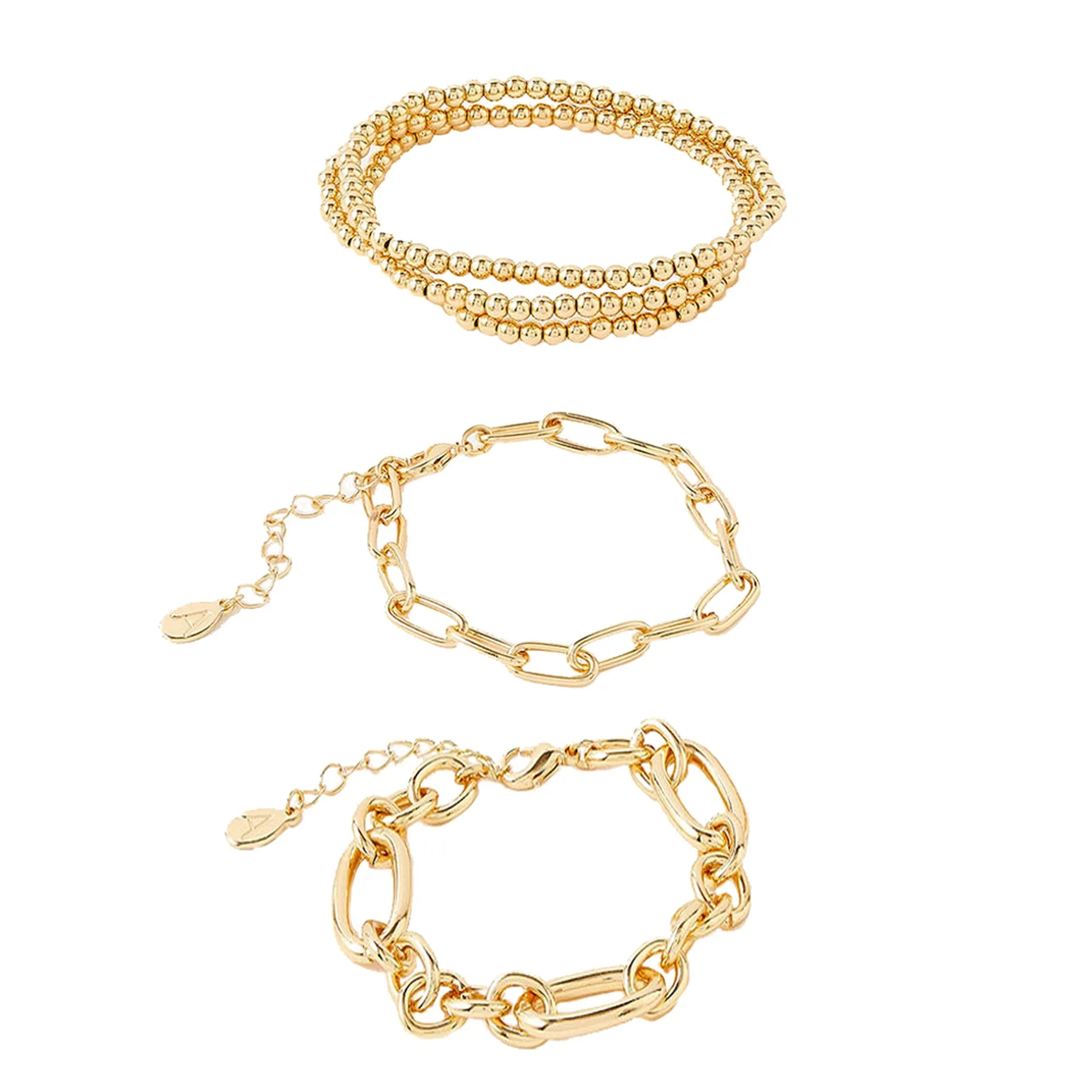 Accessorize London Women's  Chain And Stretch Beaded Bracelets 5 Pack Gold