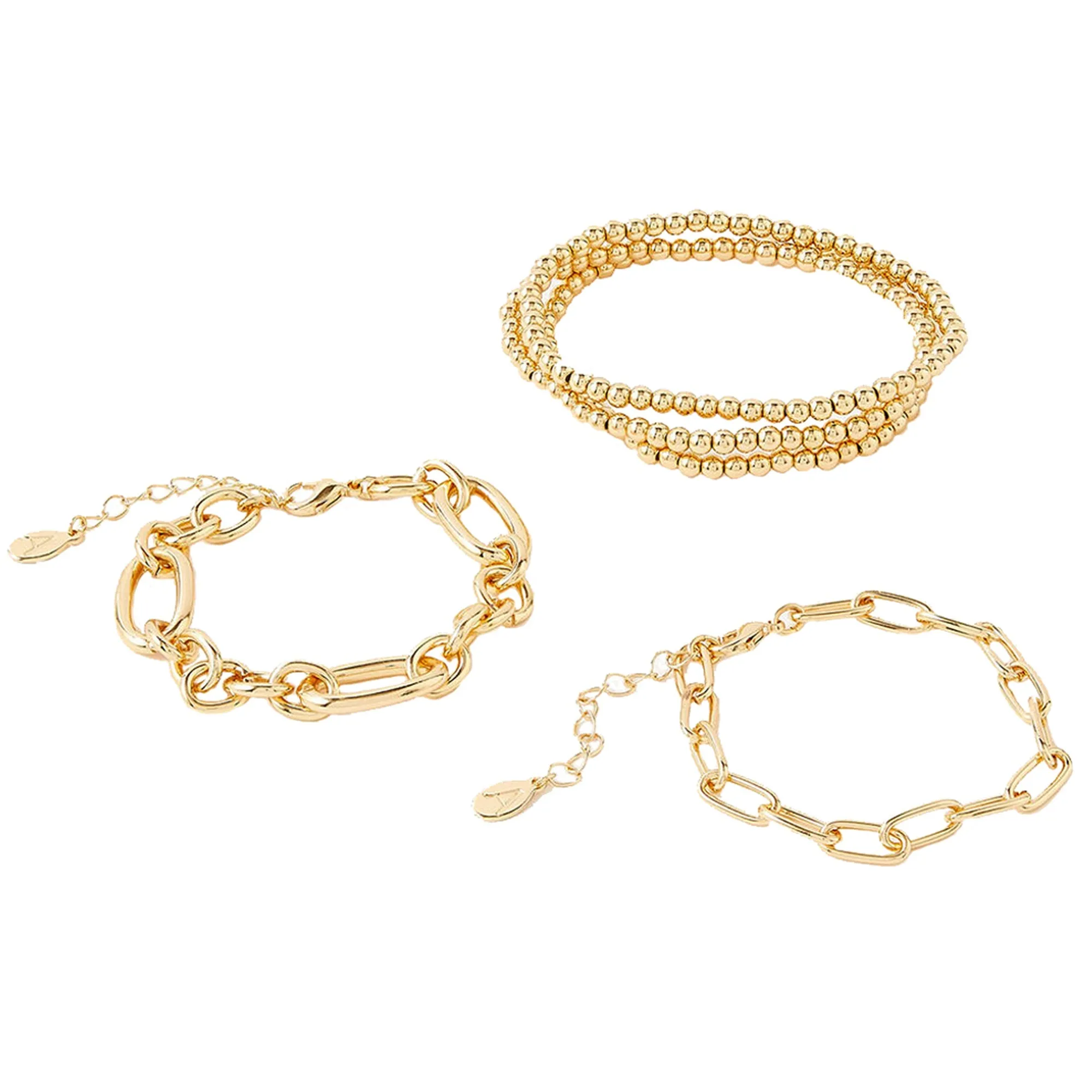 Accessorize London Women's  Chain And Stretch Beaded Bracelets 5 Pack Gold