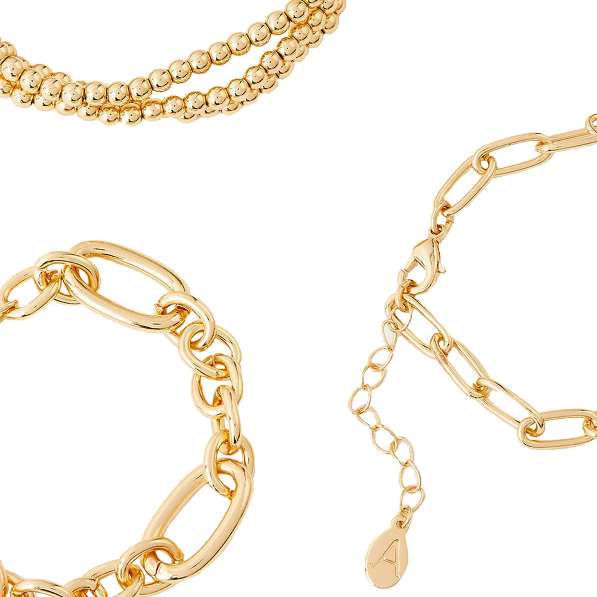 Accessorize London Women's  Chain And Stretch Beaded Bracelets 5 Pack Gold