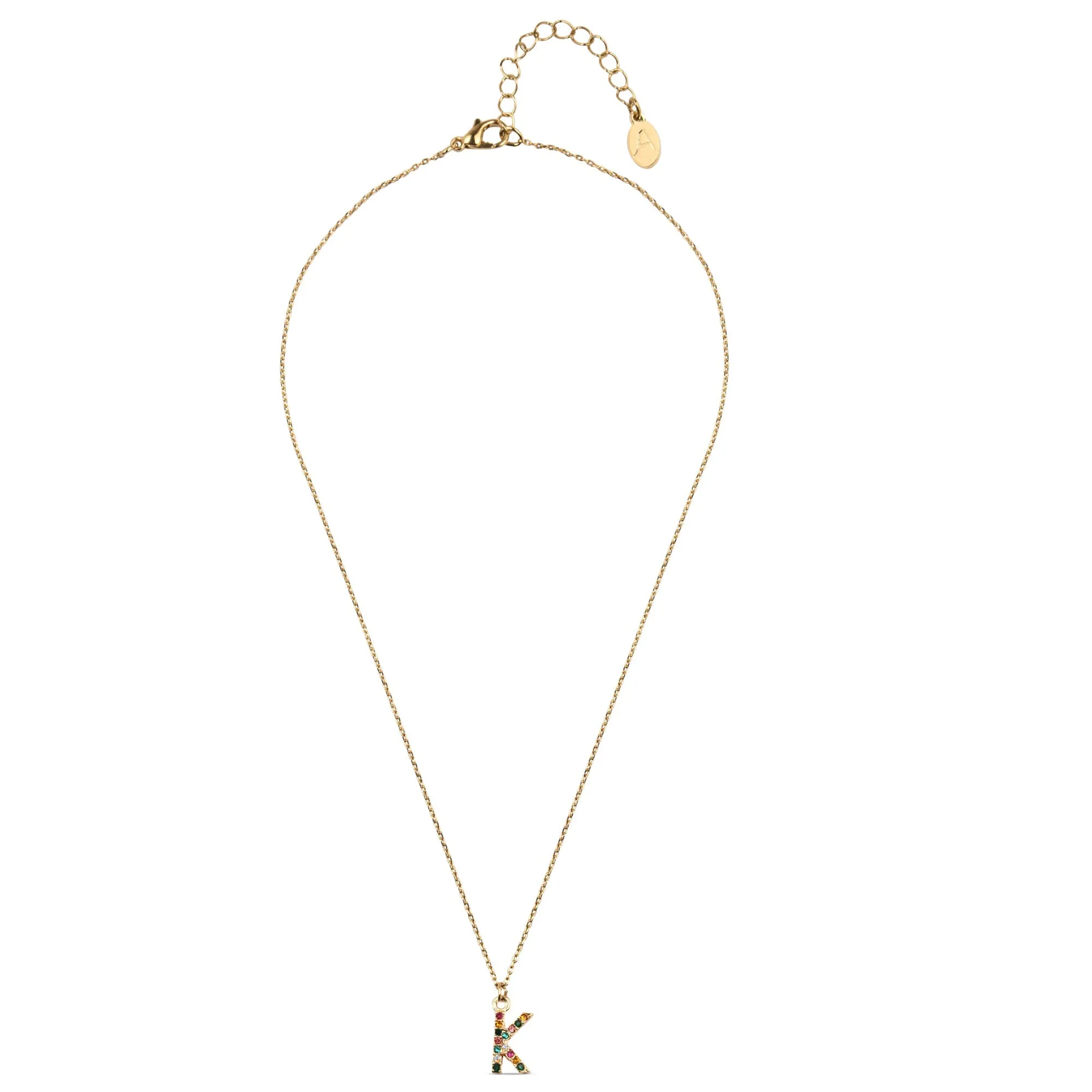 Accessorize London Women's Crystal (K) Initial Necklace Multi