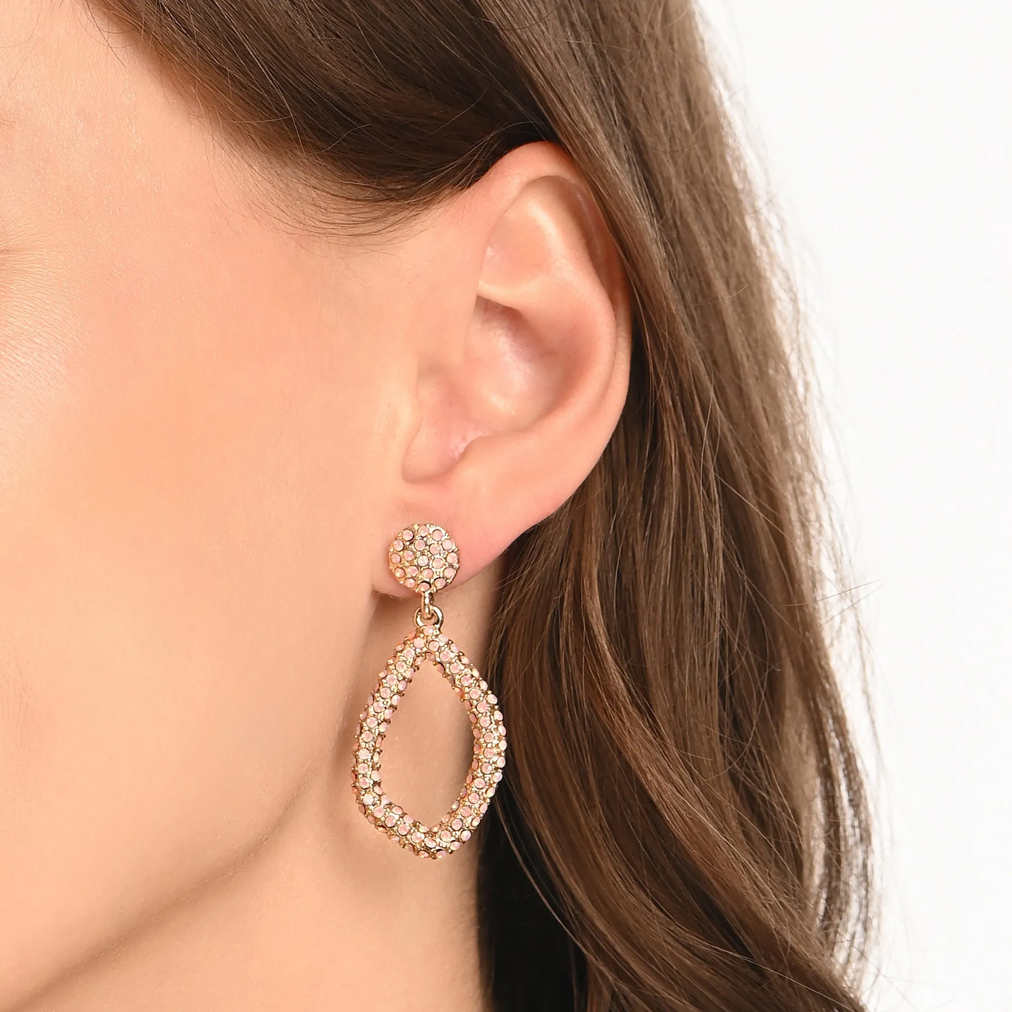 Accessorize London Women's Encrusted Pink Teardrop Earring