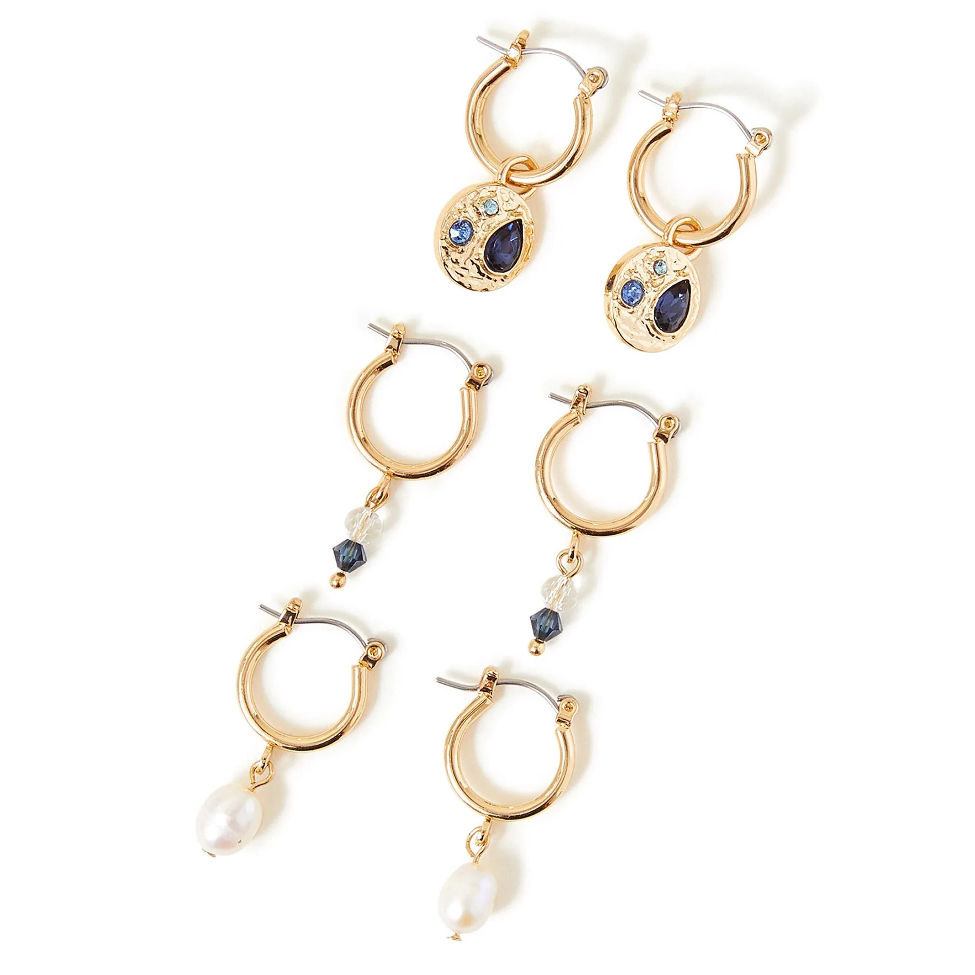 Accessorize London Women's Gem Detail Hoops Set Of Three