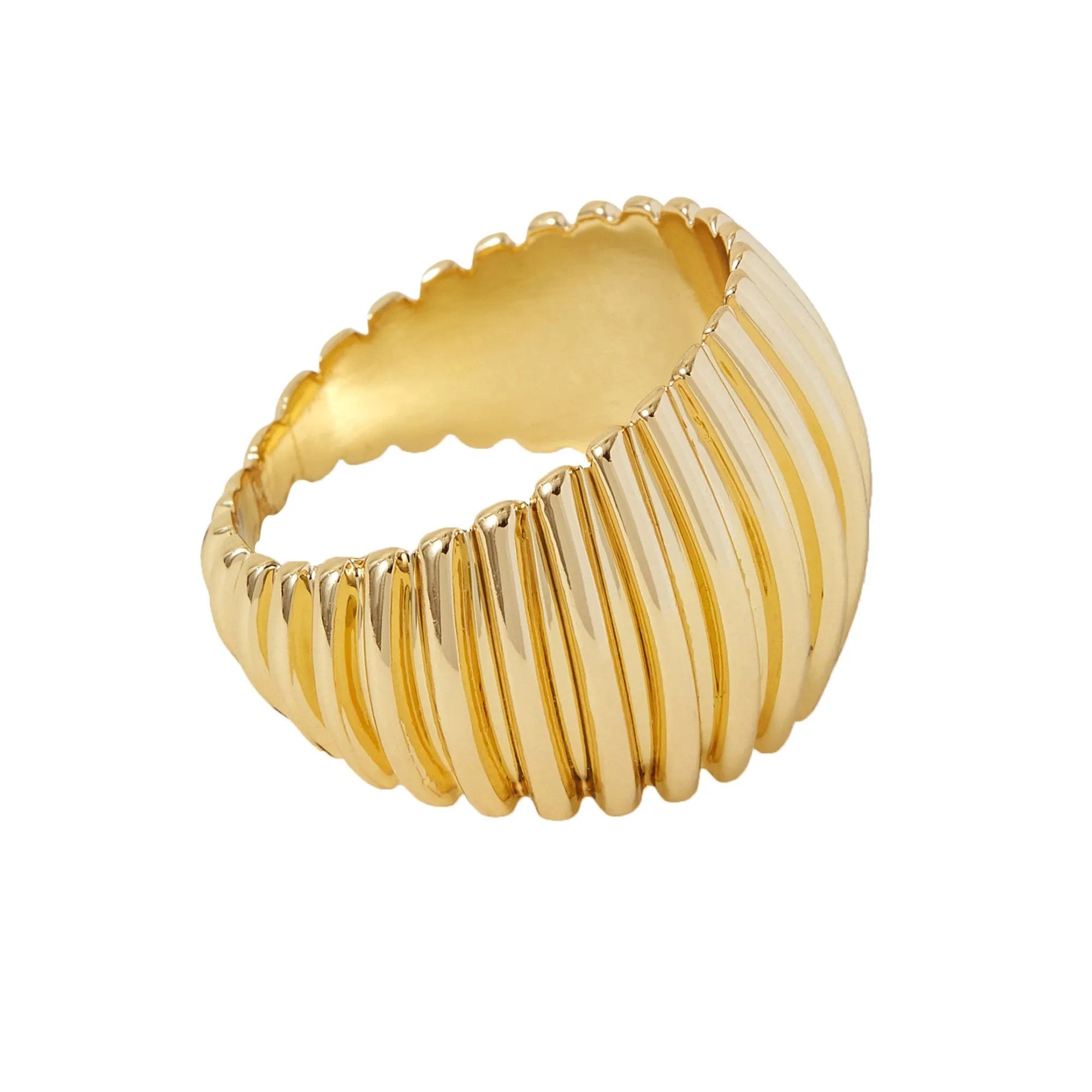 Accessorize London Women's Gold Chunky Ridged Ring-Medium