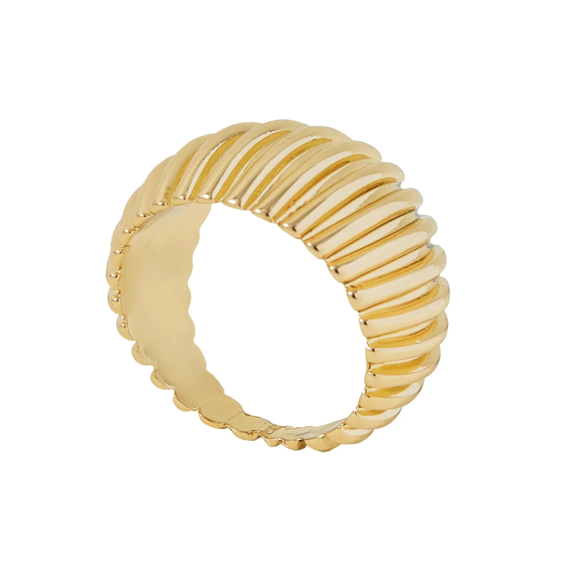 Accessorize London Women's Gold Chunky Ridged Ring-Medium