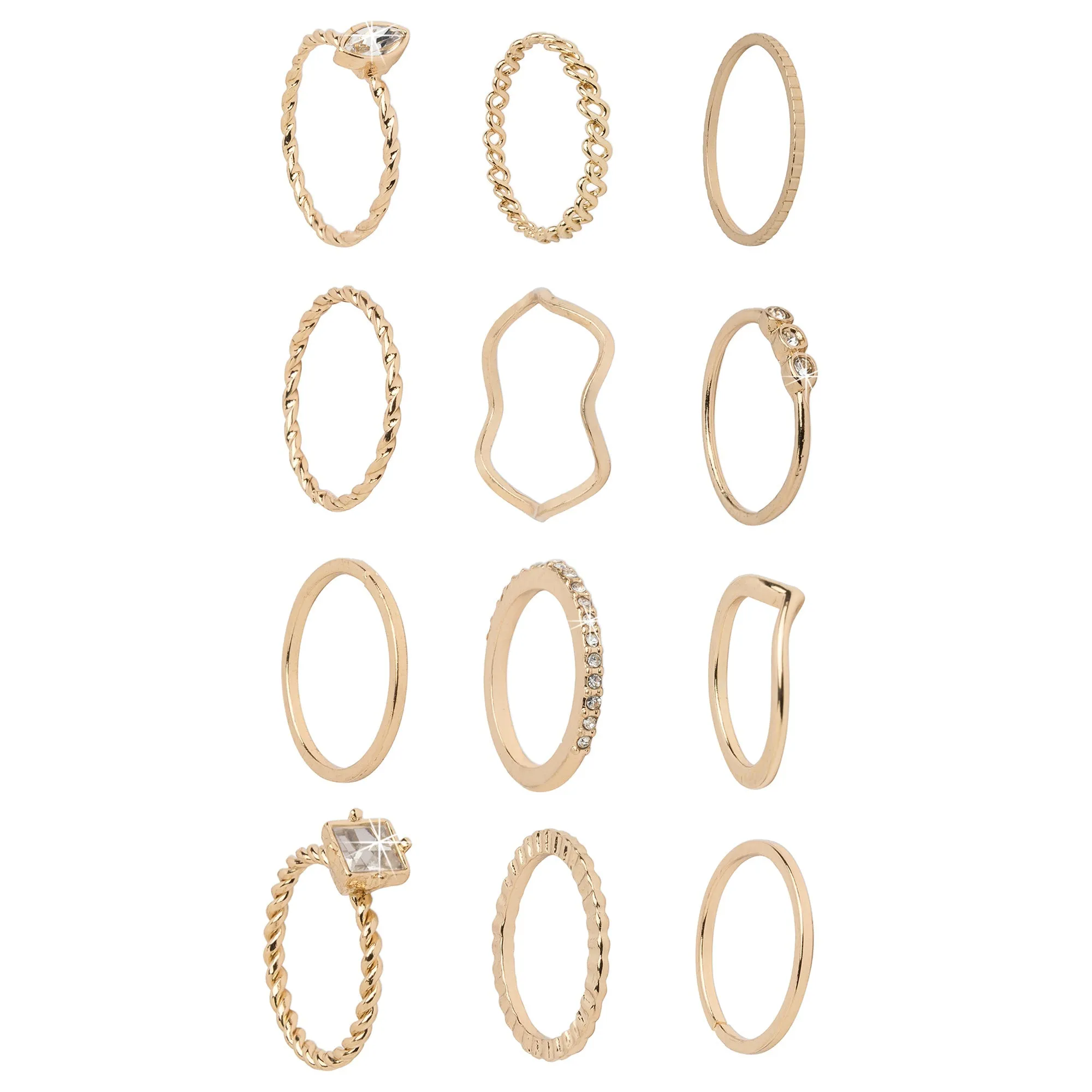 Accessorize London Women's Gold Crystal Ring Pack Large