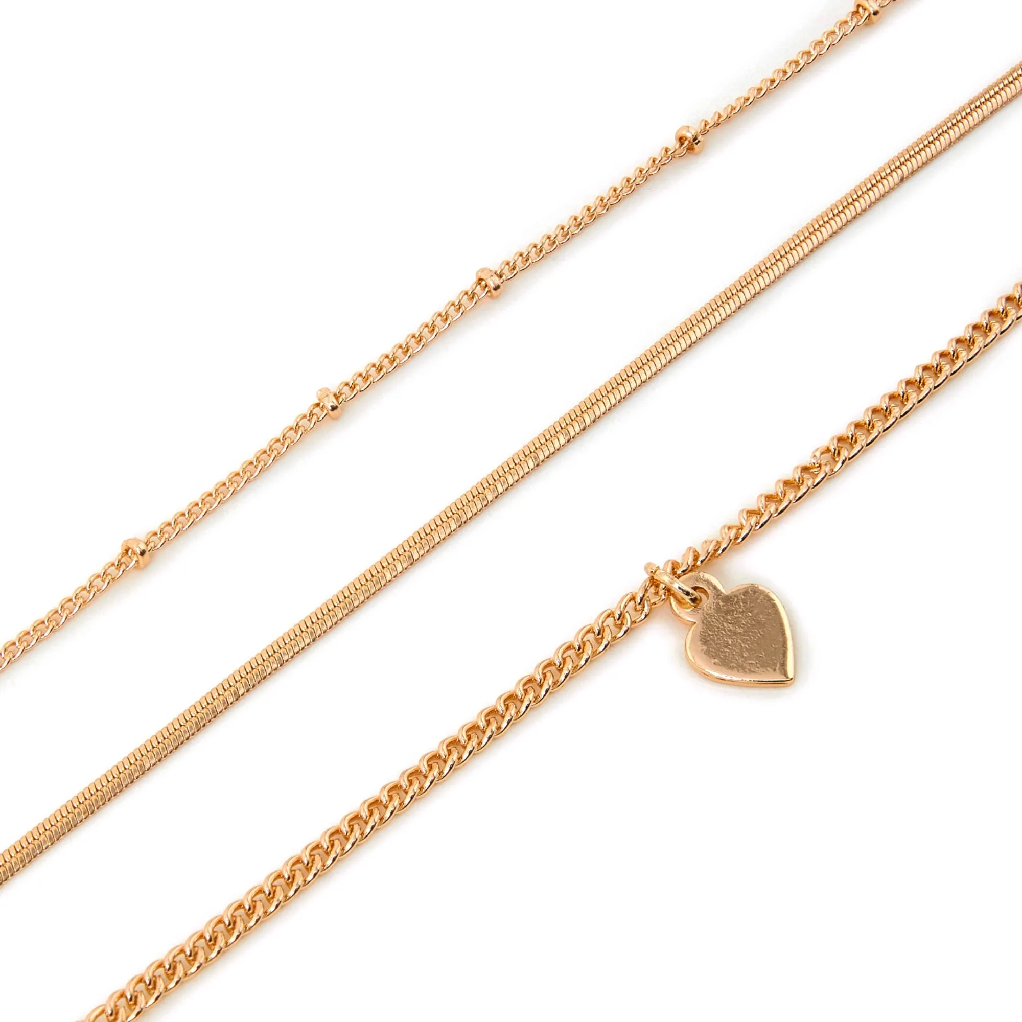 Accessorize London Women's Gold Heart Chain Anklets Pack Of 3