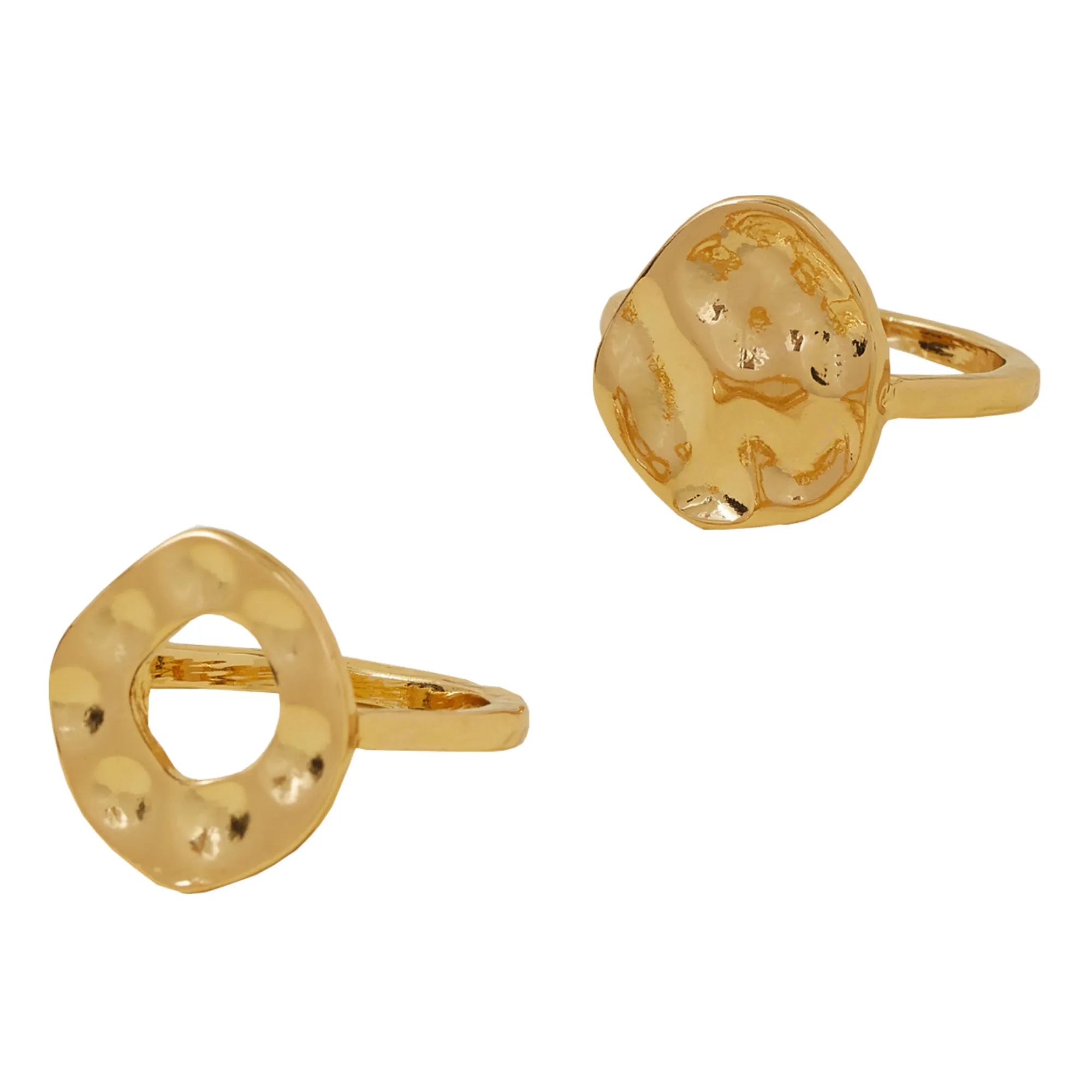 Accessorize London Women's Gold Organic Molten Rings  Pack Of 2-Medium