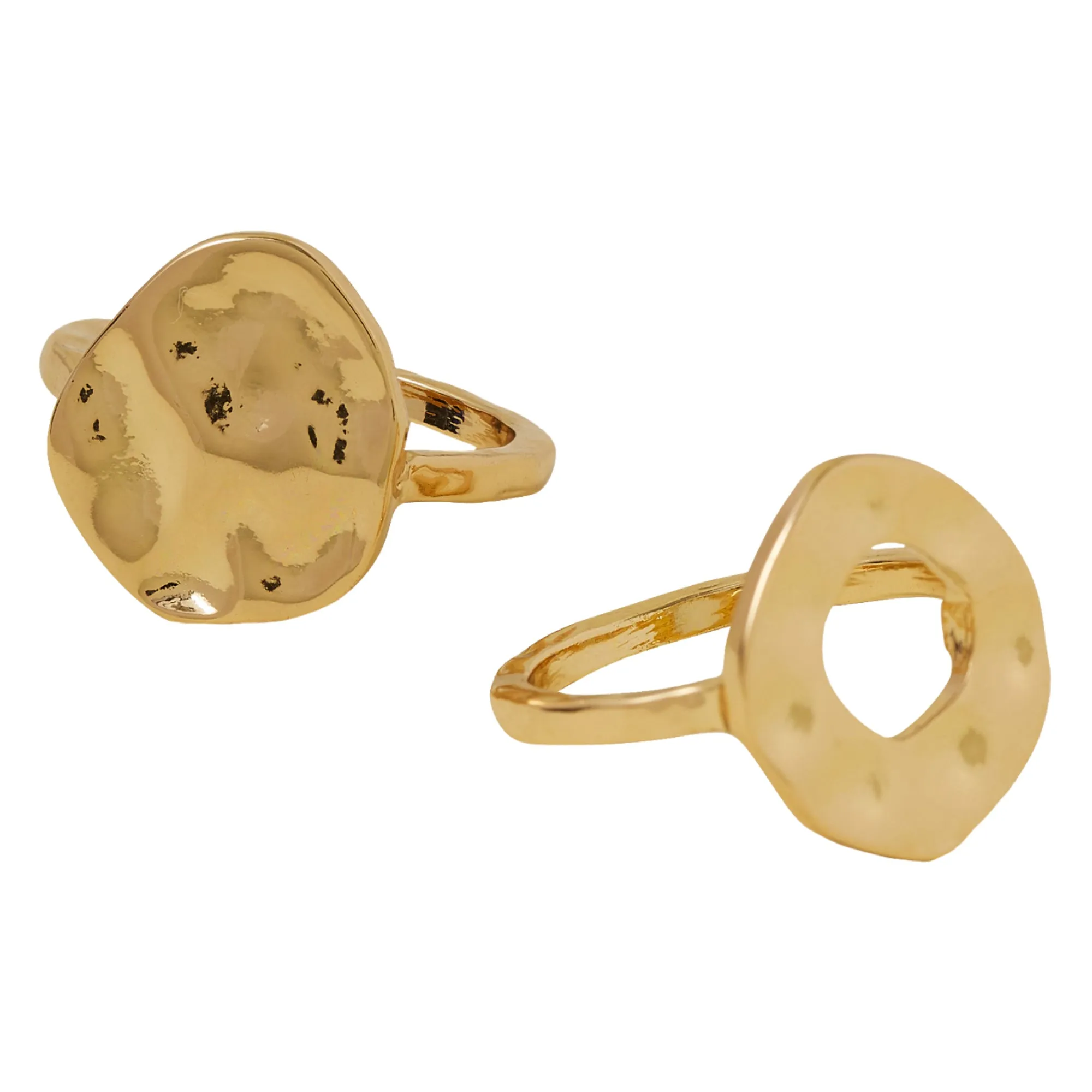 Accessorize London Women's Gold Organic Molten Rings  Pack Of 2-Medium