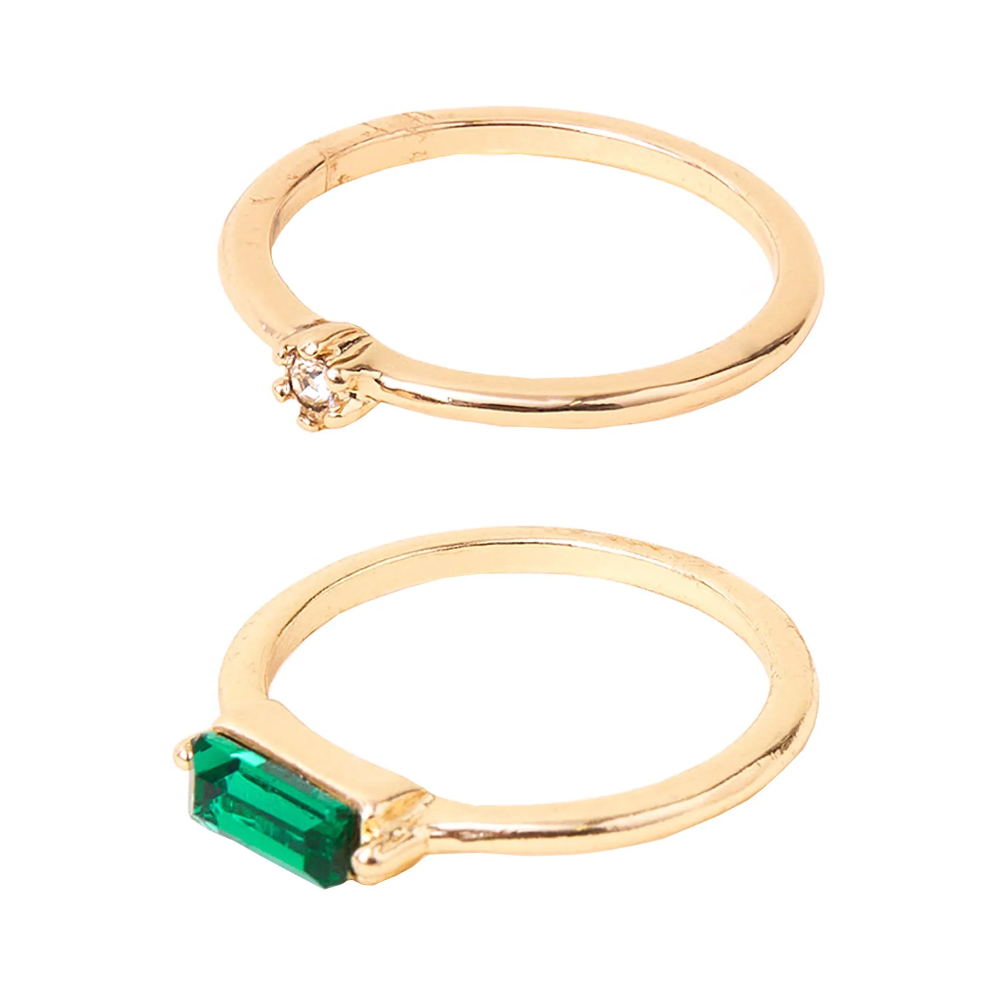 Accessorize London Women's Gold  Stone Rings Pack of 2 - Medium