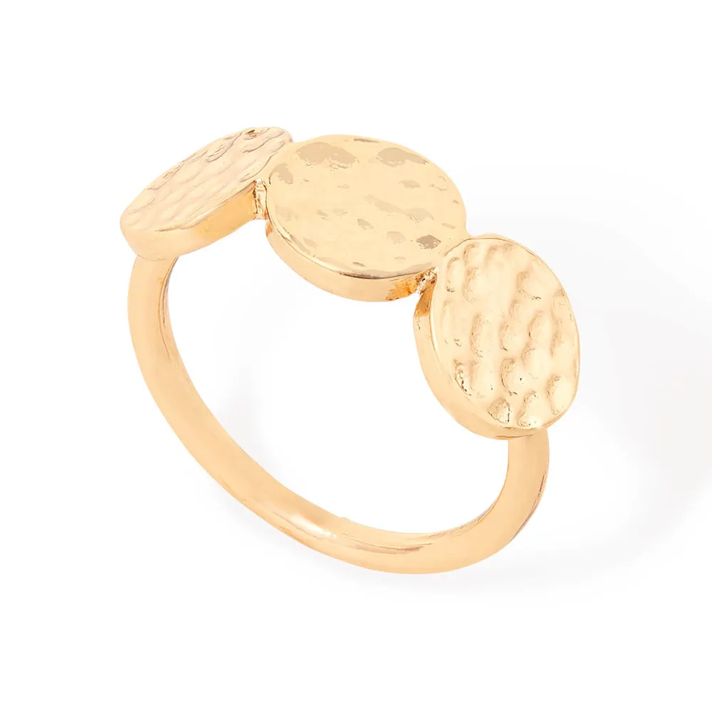 Accessorize London Women's Gold Textured Disc Ring Gold-Medium