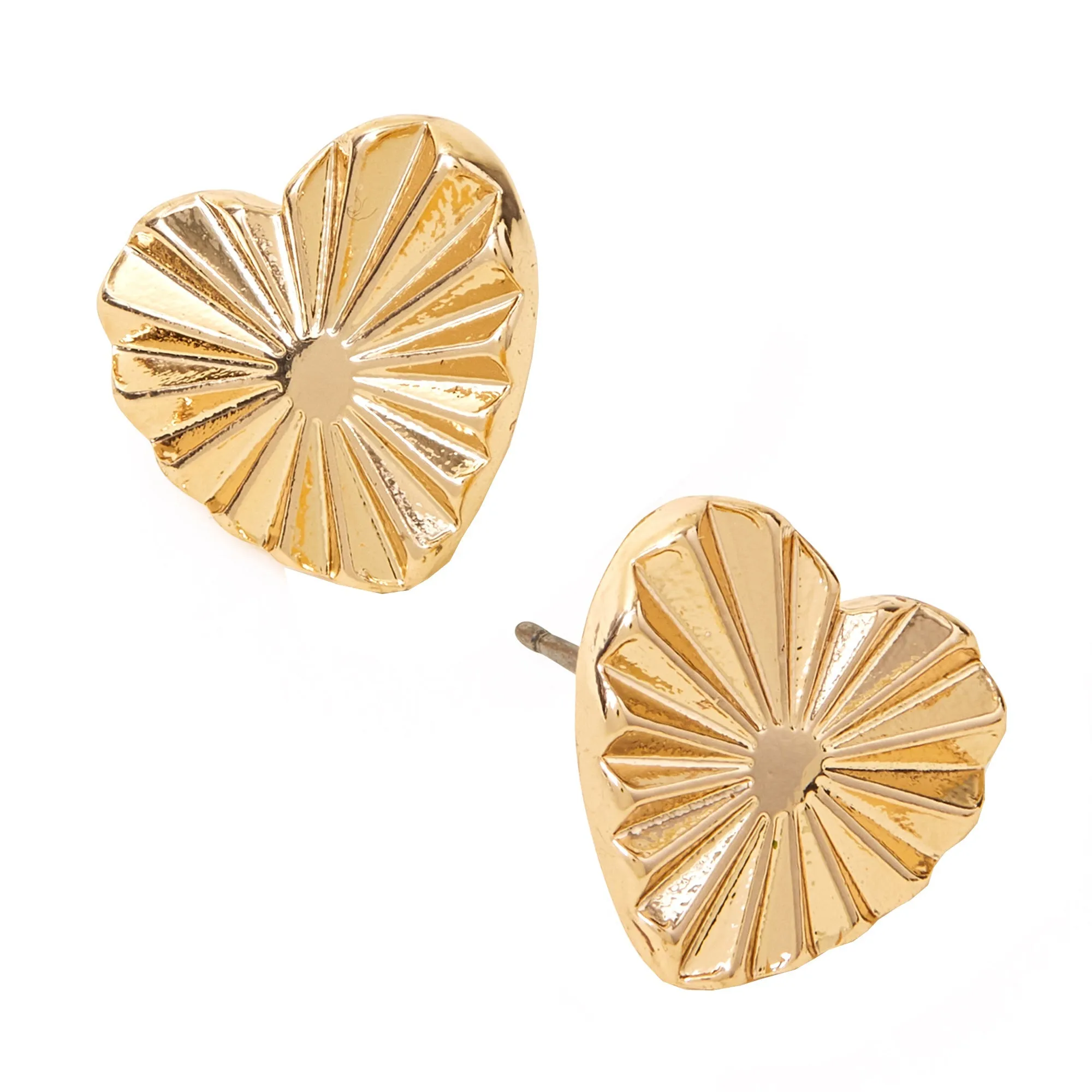 Accessorize London Women's Gold Textured Heart Stud Earrings