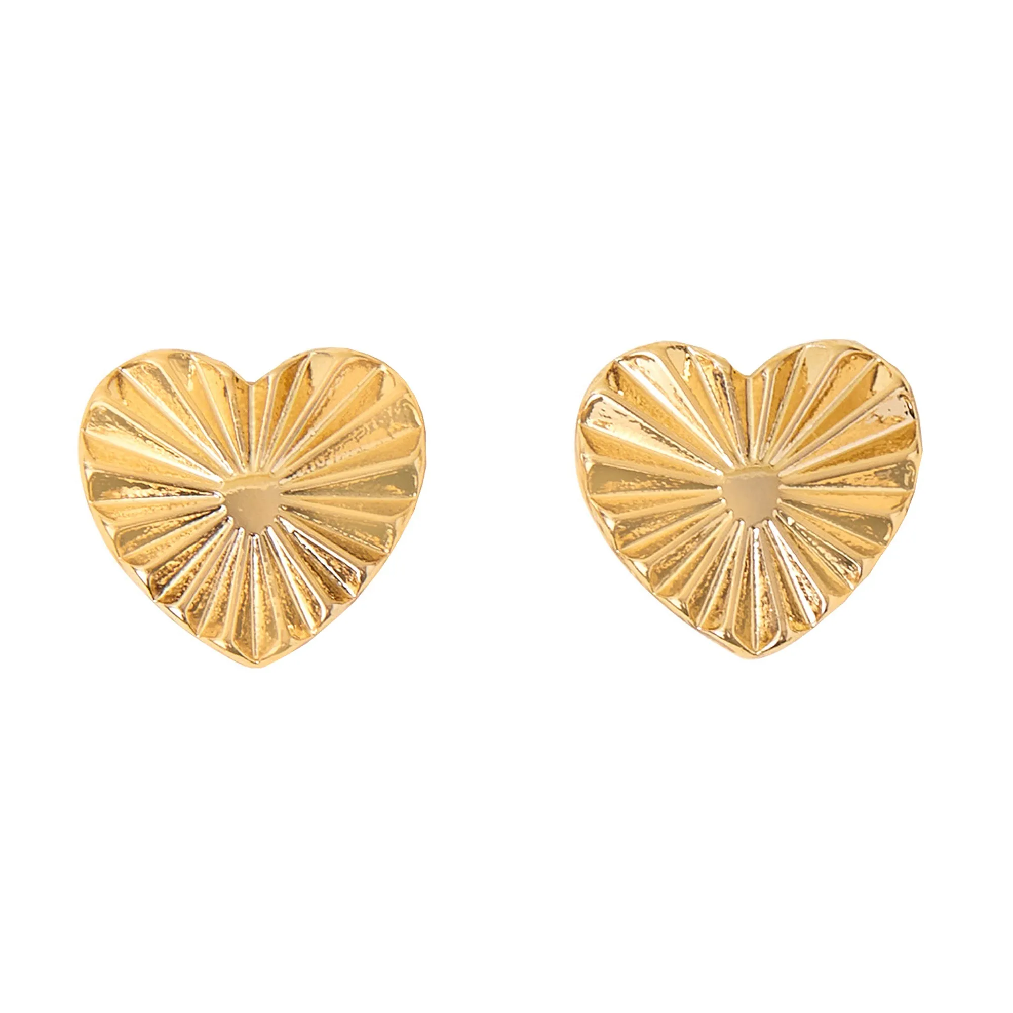 Accessorize London Women's Gold Textured Heart Stud Earrings