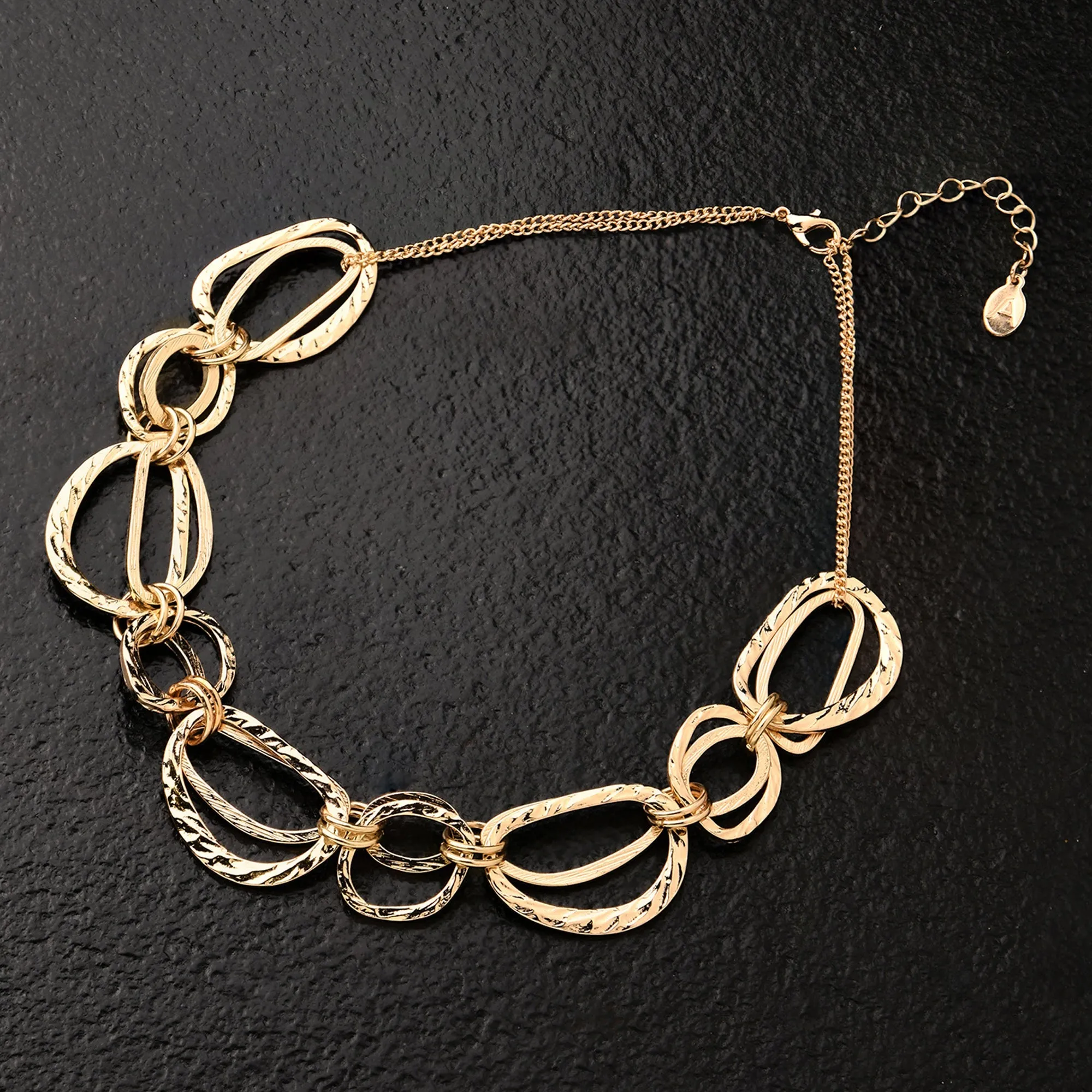 Accessorize London Women's Gold Textured Metal Circle Necklace