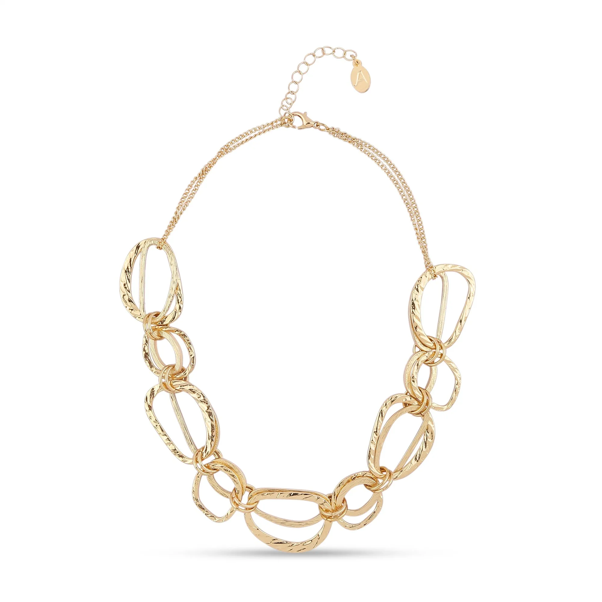 Accessorize London Women's Gold Textured Metal Circle Necklace