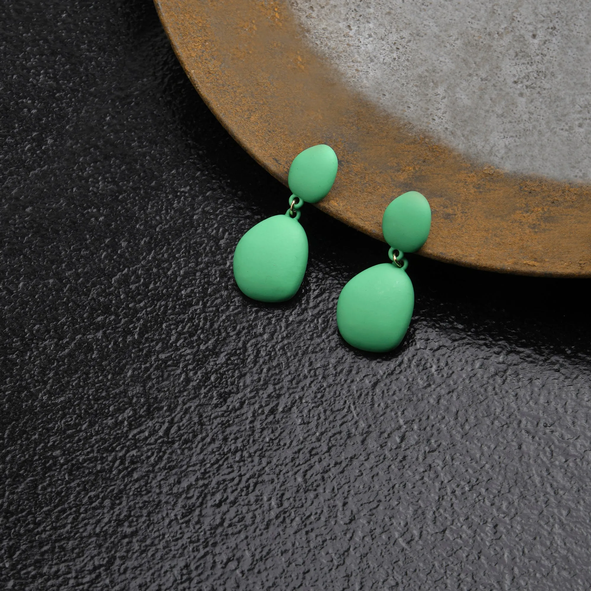 Accessorize London Women's Green Matte Drop Earrings