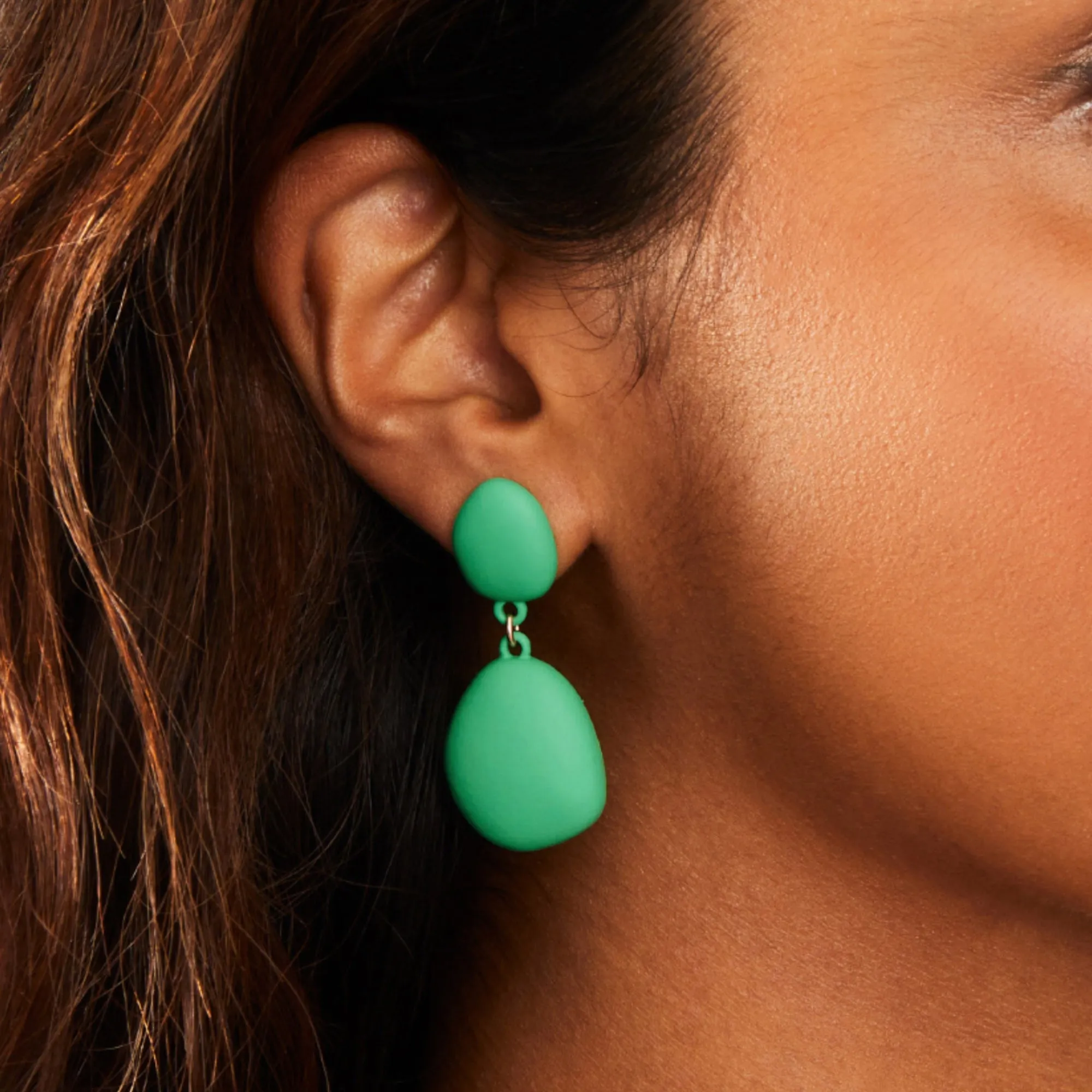 Accessorize London Women's Green Matte Drop Earrings