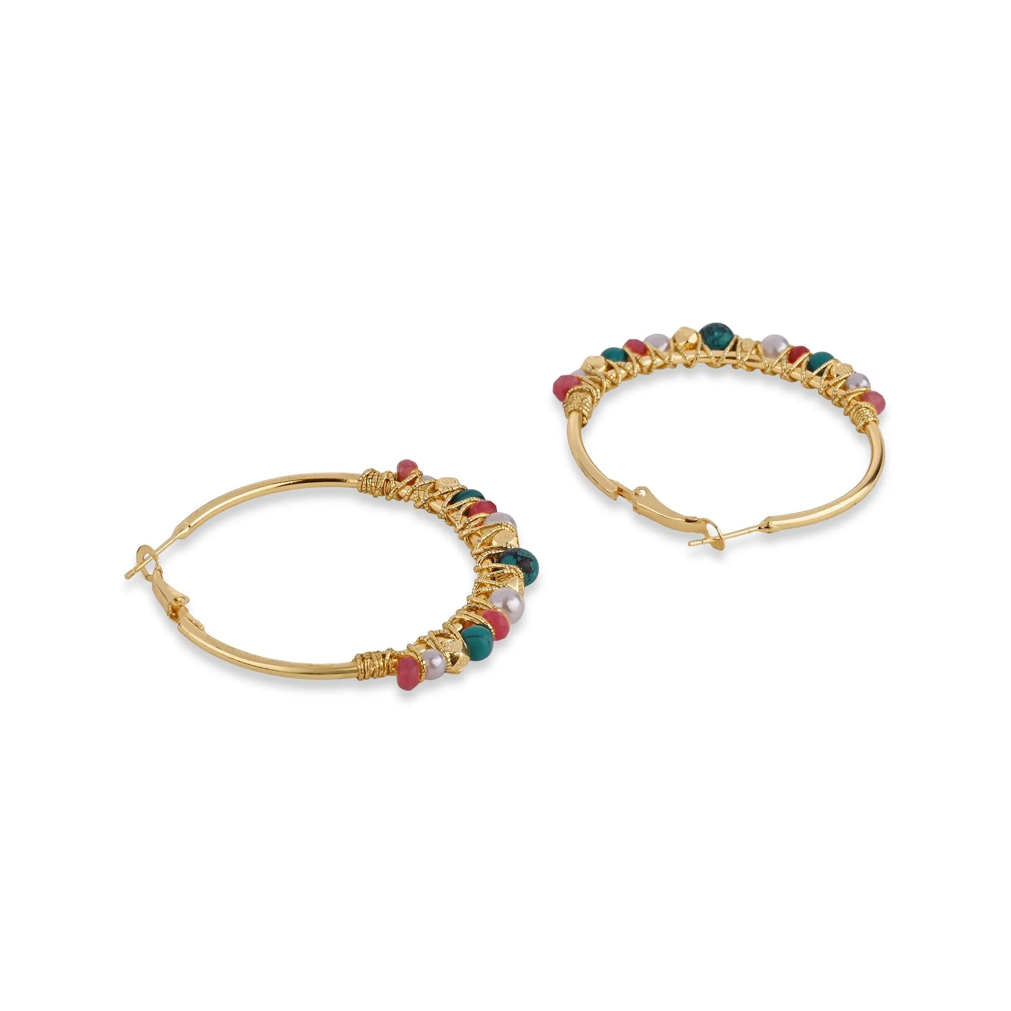 Accessorize London Women's Multi Statement Beaded Hoop Earring