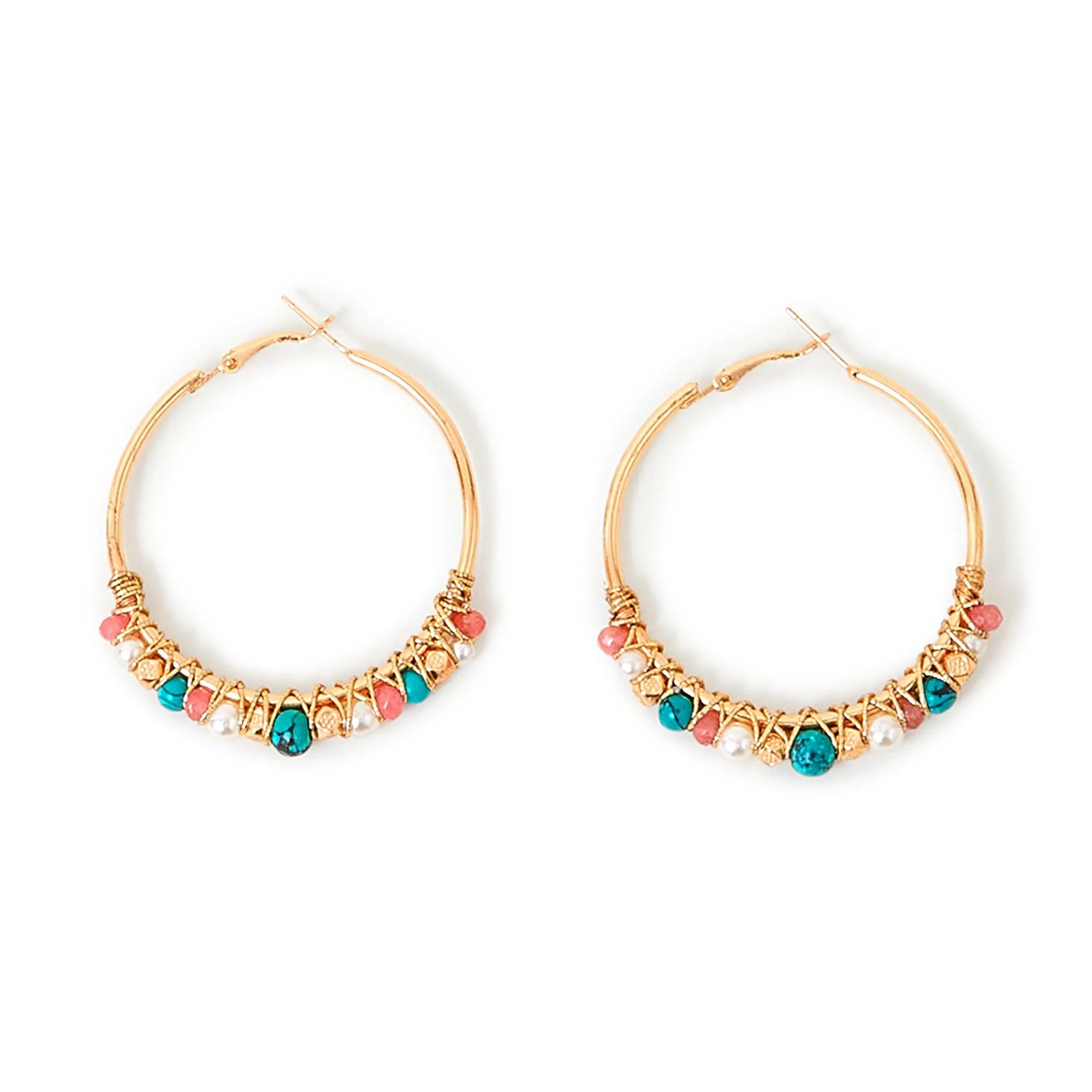 Accessorize London Women's Multi Statement Beaded Hoop Earring