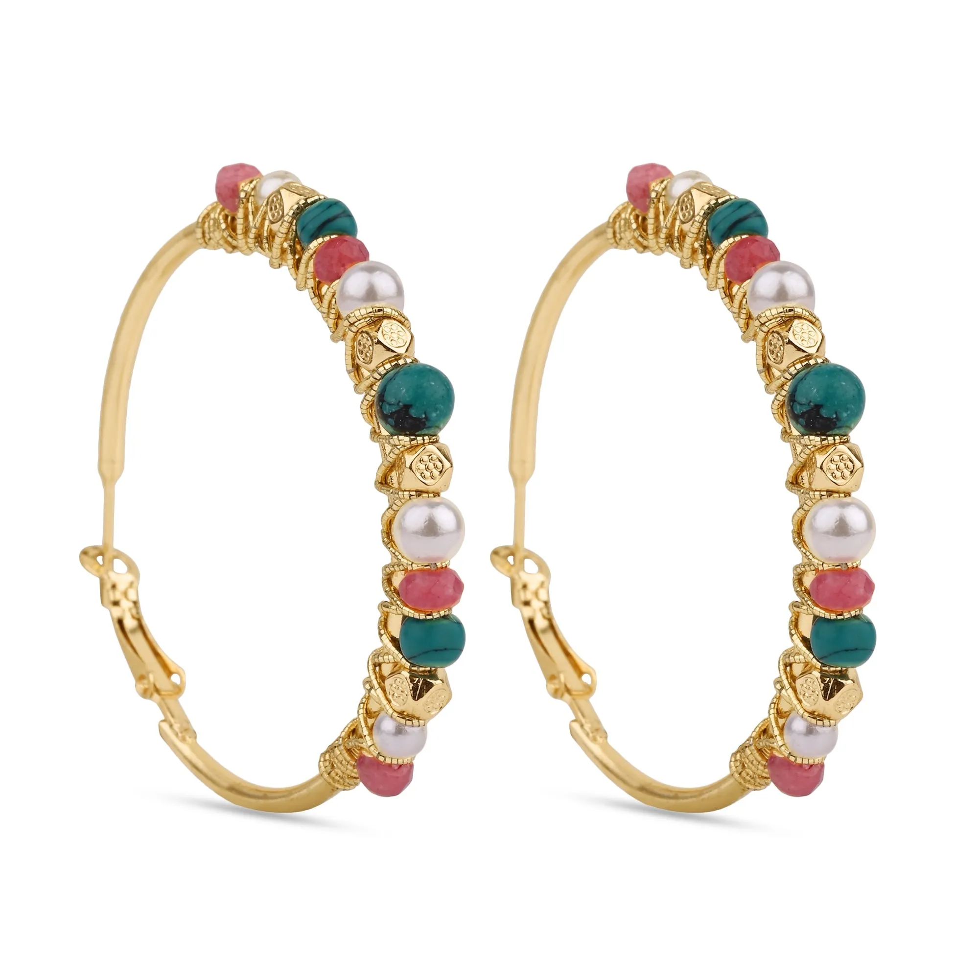 Accessorize London Women's Multi Statement Beaded Hoop Earring